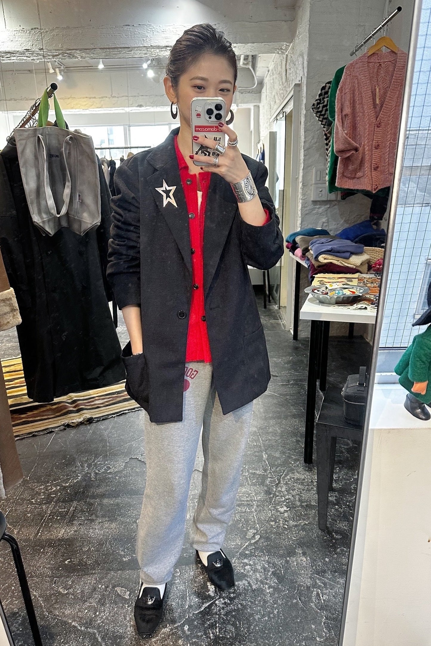 HOWIE polo knit cardigan (red)