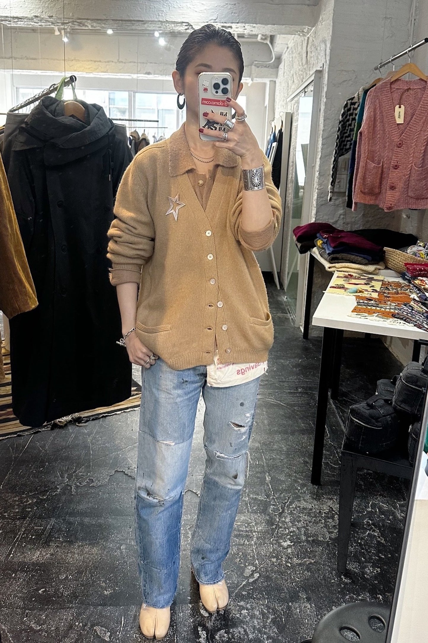 HOWIE polo knit cardigan (beige)