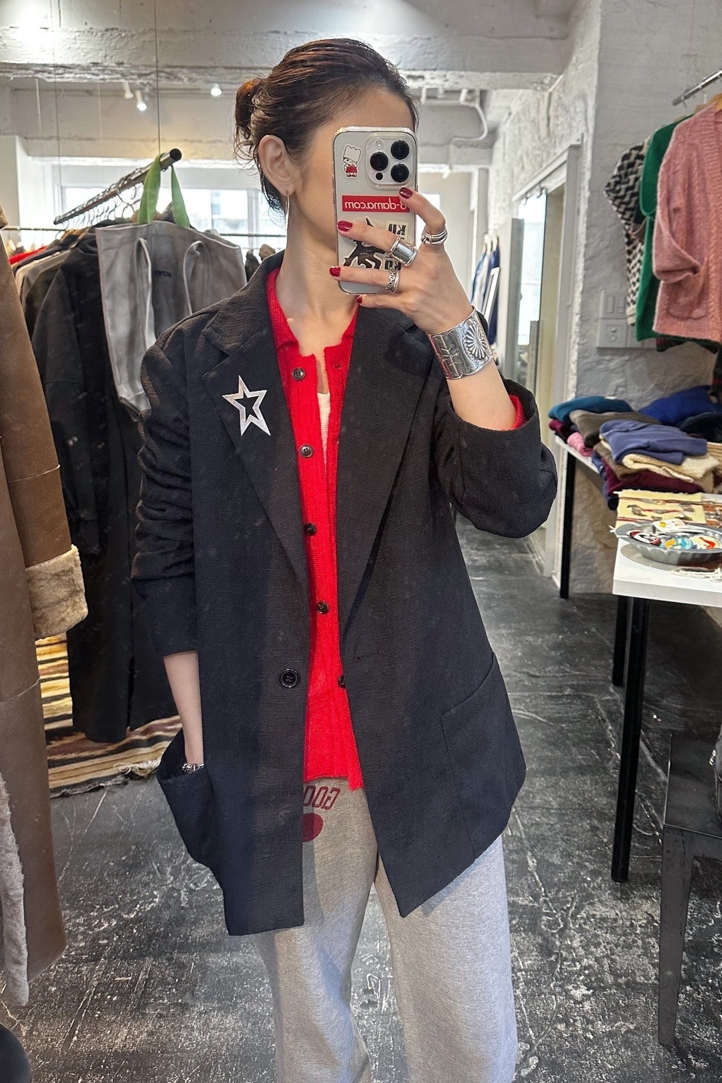 HOWIE polo knit cardigan (red)