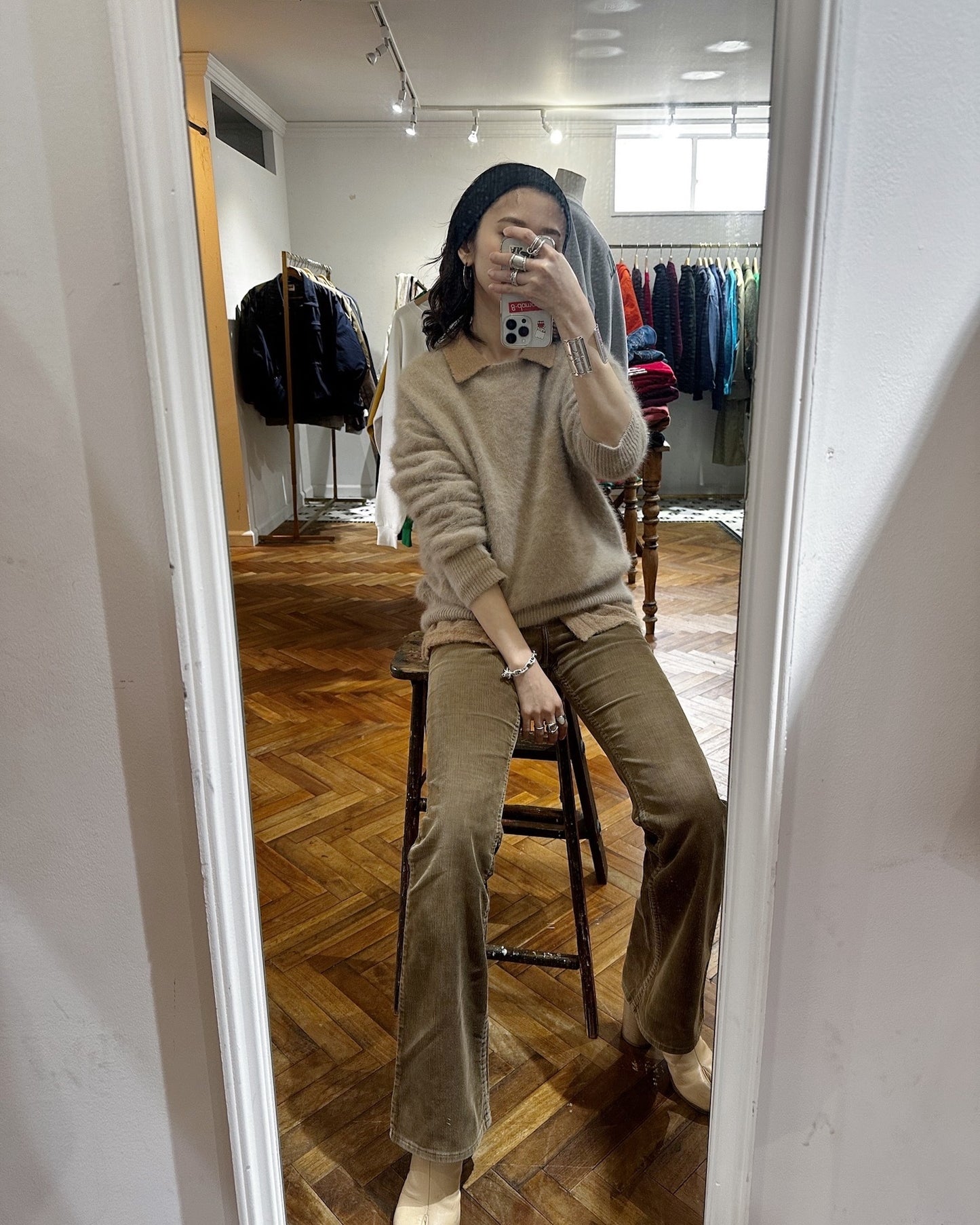 HOWIE polo knit cardigan (beige)