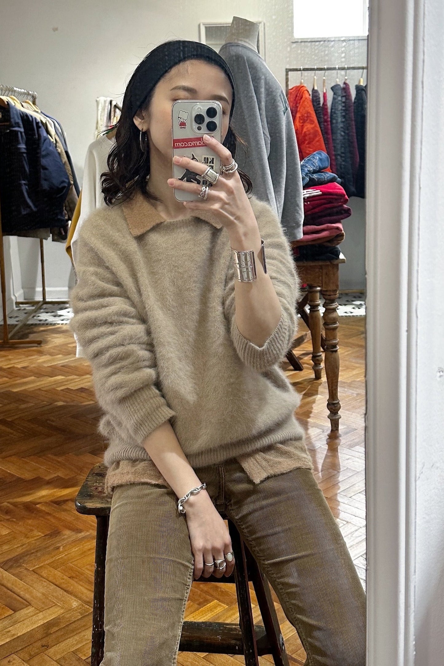 HOWIE polo knit cardigan (beige)