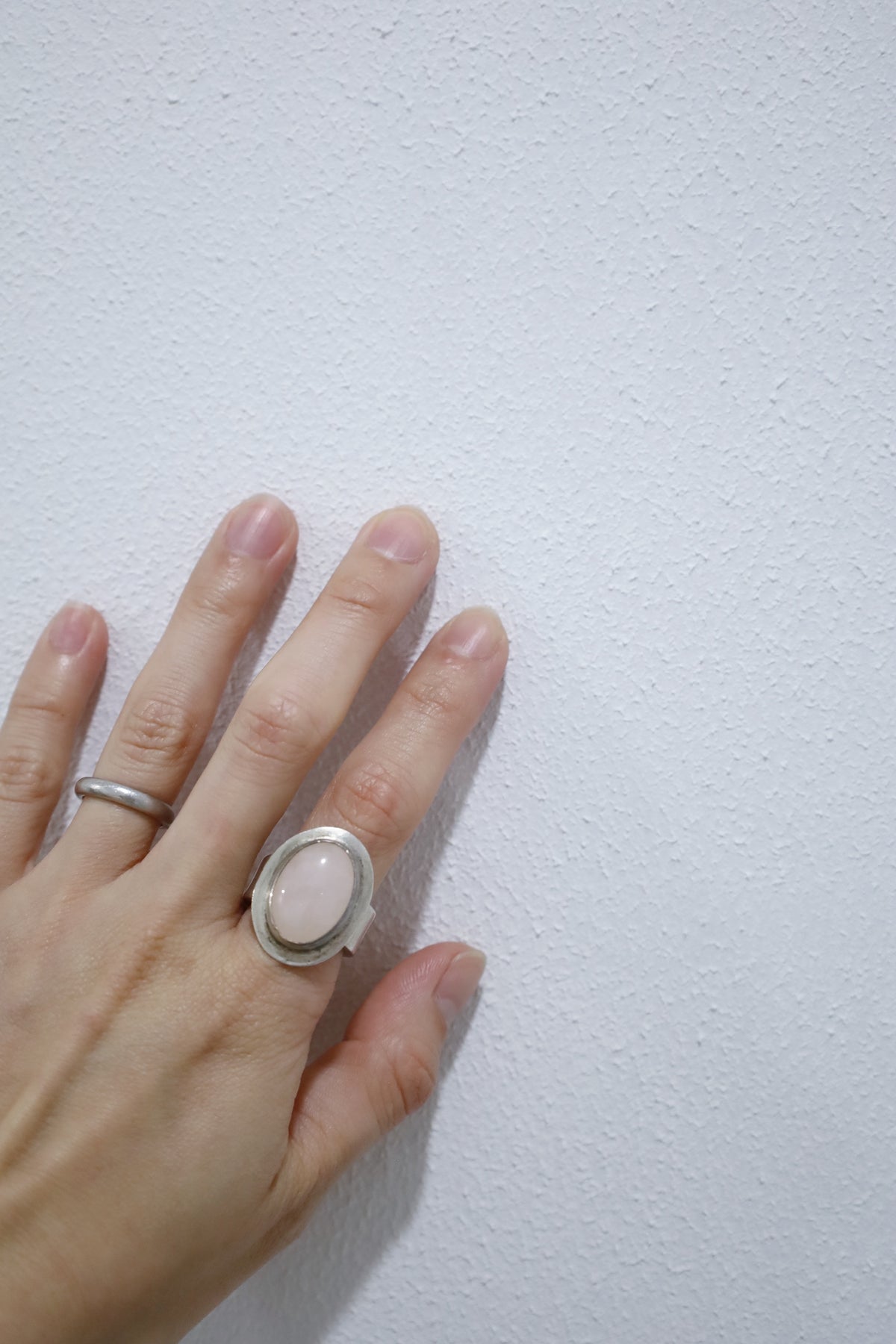 silver ring rose quartz
