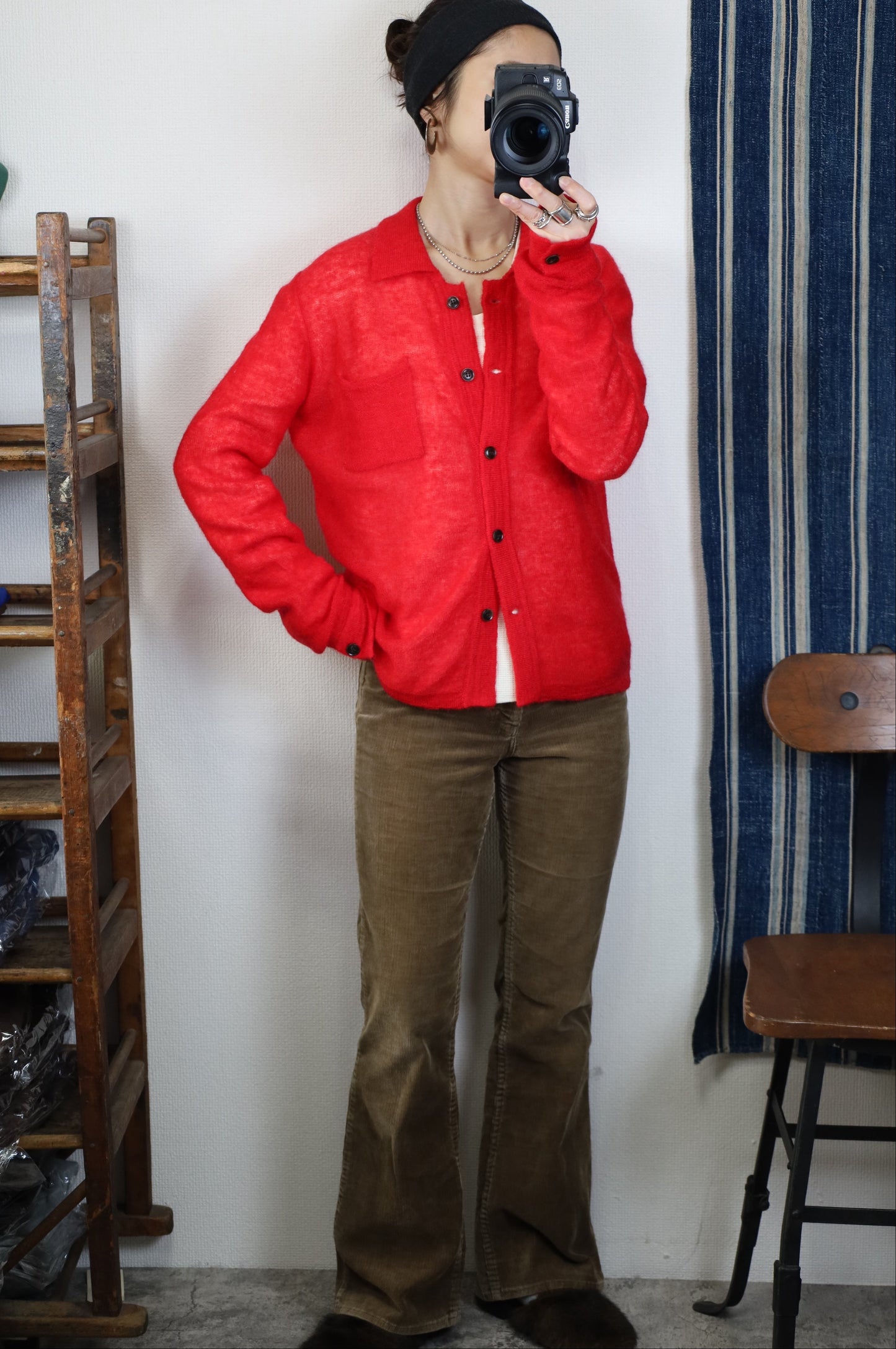 HOWIE polo knit cardigan (red)