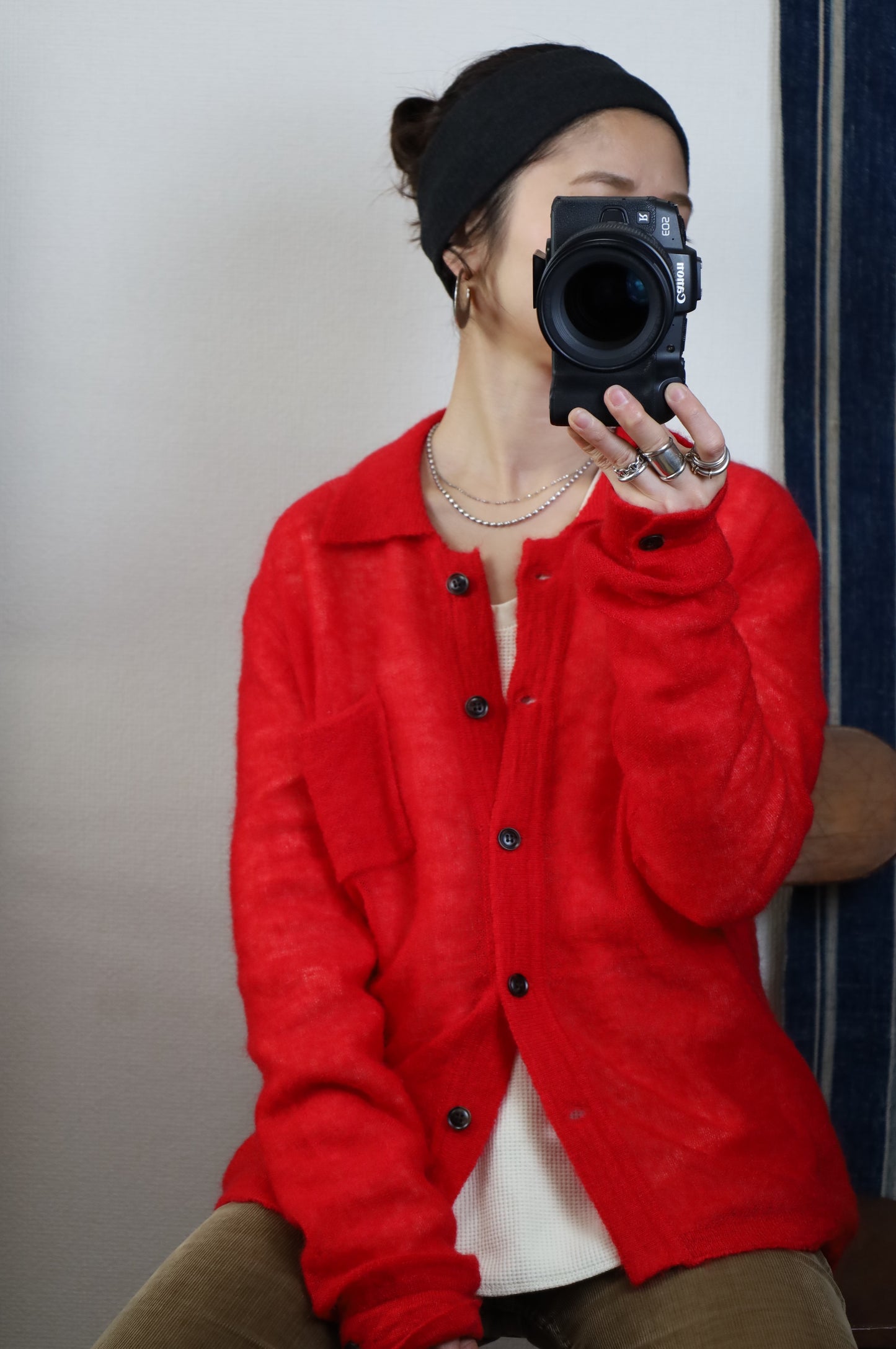 HOWIE polo knit cardigan (red)
