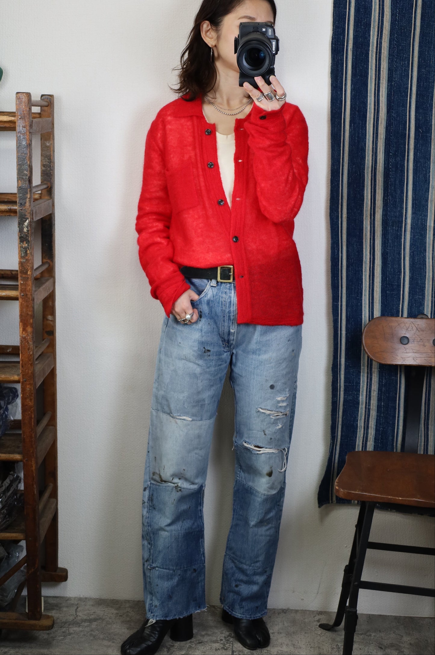 HOWIE polo knit cardigan (red)