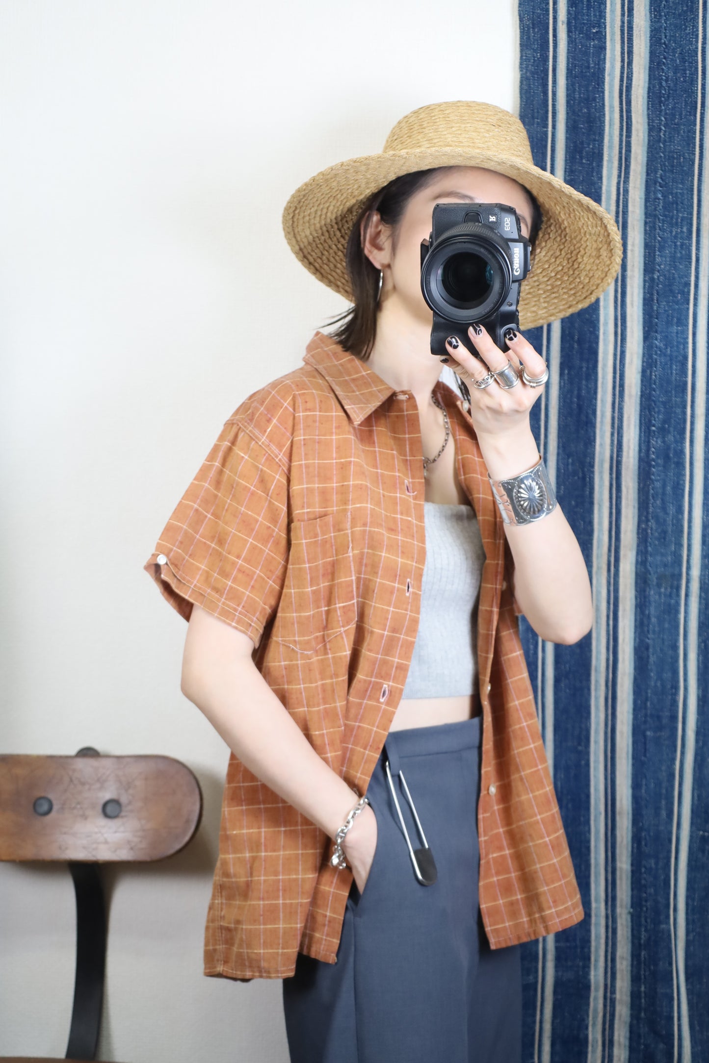 437 / 1950-60's Vintage BoReco Nep Fablic Check Shirt