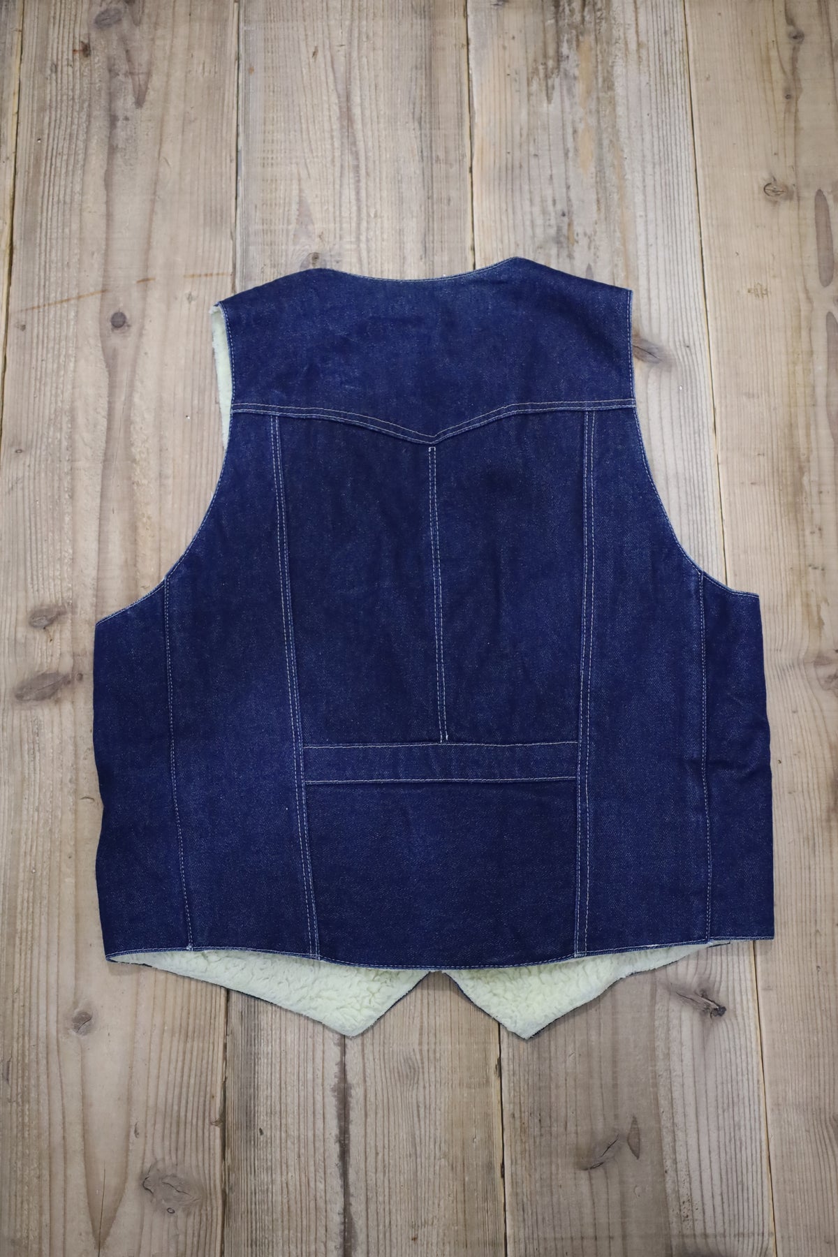C499 / 1980's Genuine Leather denim boa vest
