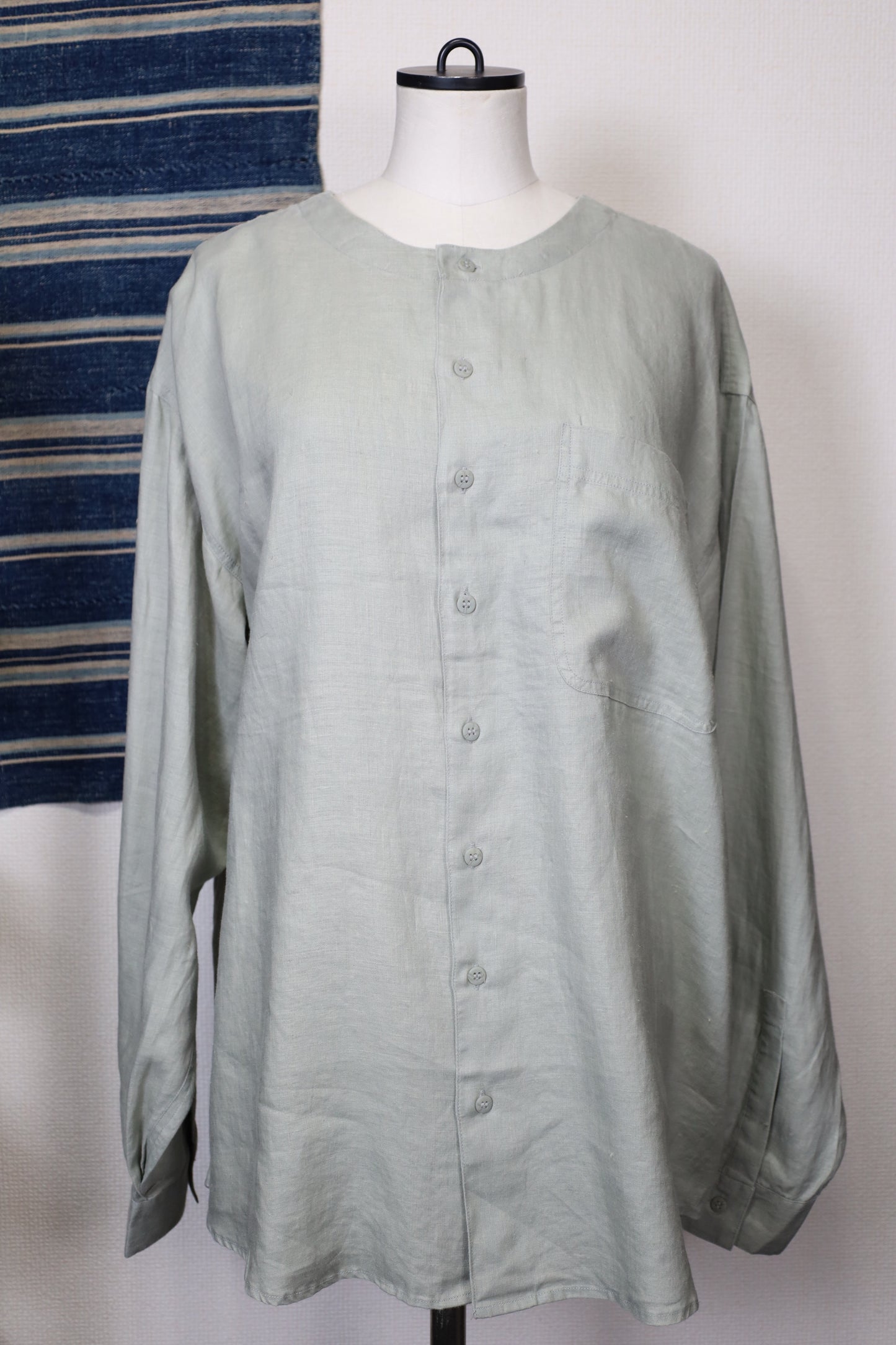 Z618 / 1990's GOOUCH no collar linen shirt