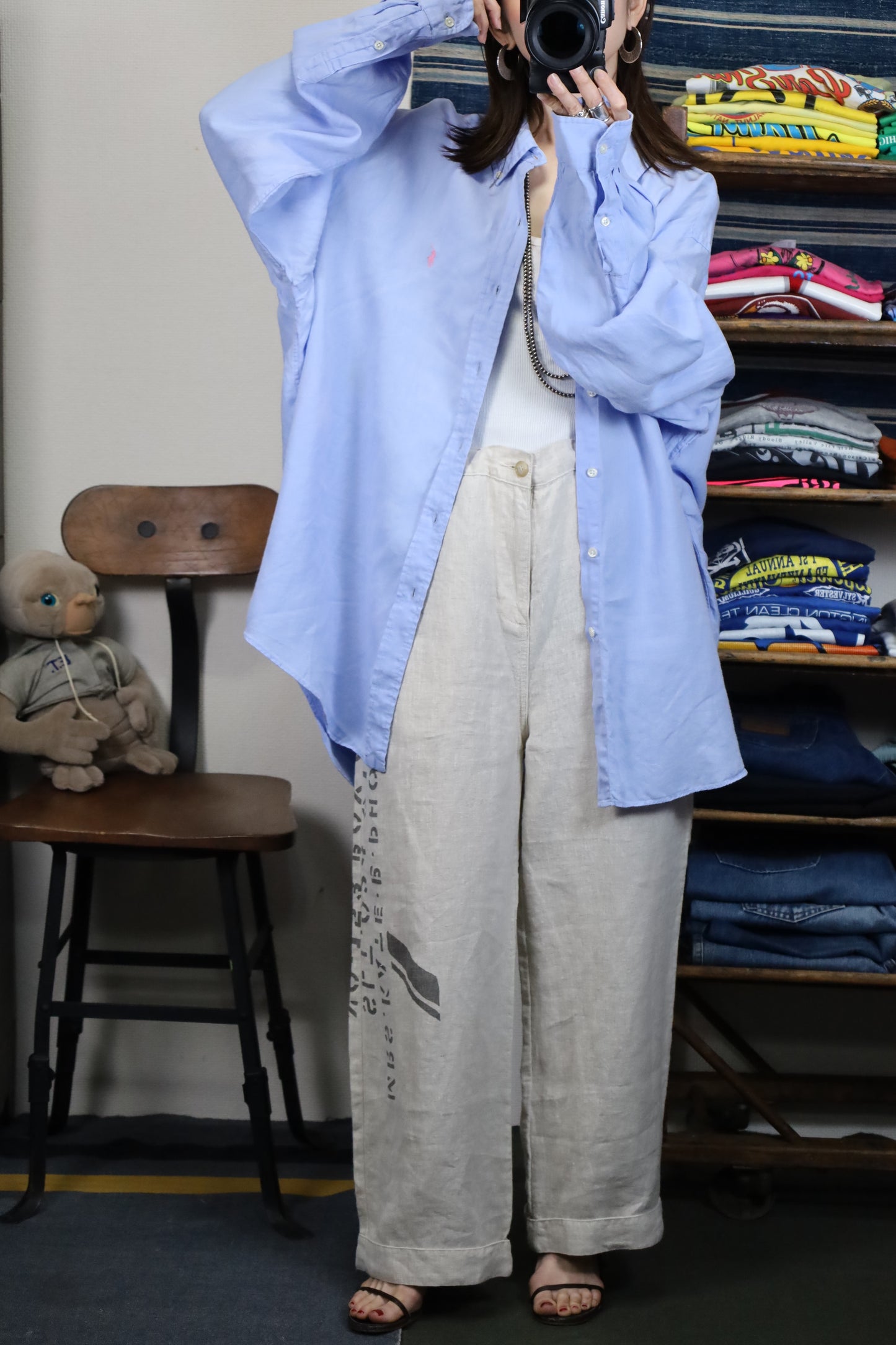 ★605 / 1990's Ralph Lauren classic fit linen shirt