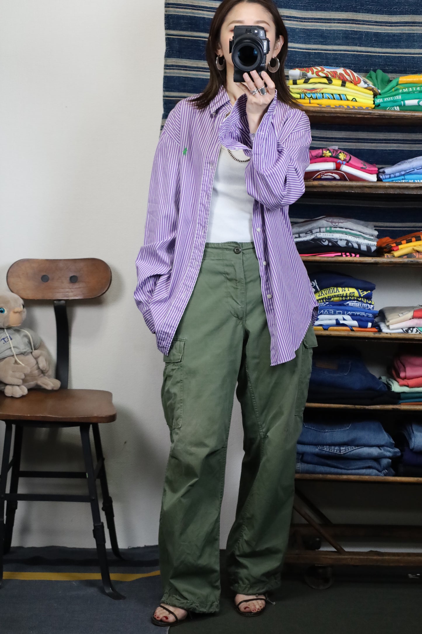 ★607 / 1990's Ralph Lauren classic fit stripe shirt