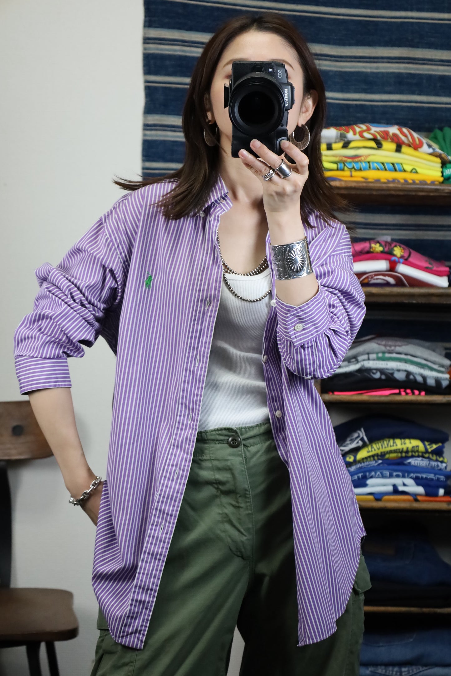 ★607 / 1990's Ralph Lauren classic fit stripe shirt