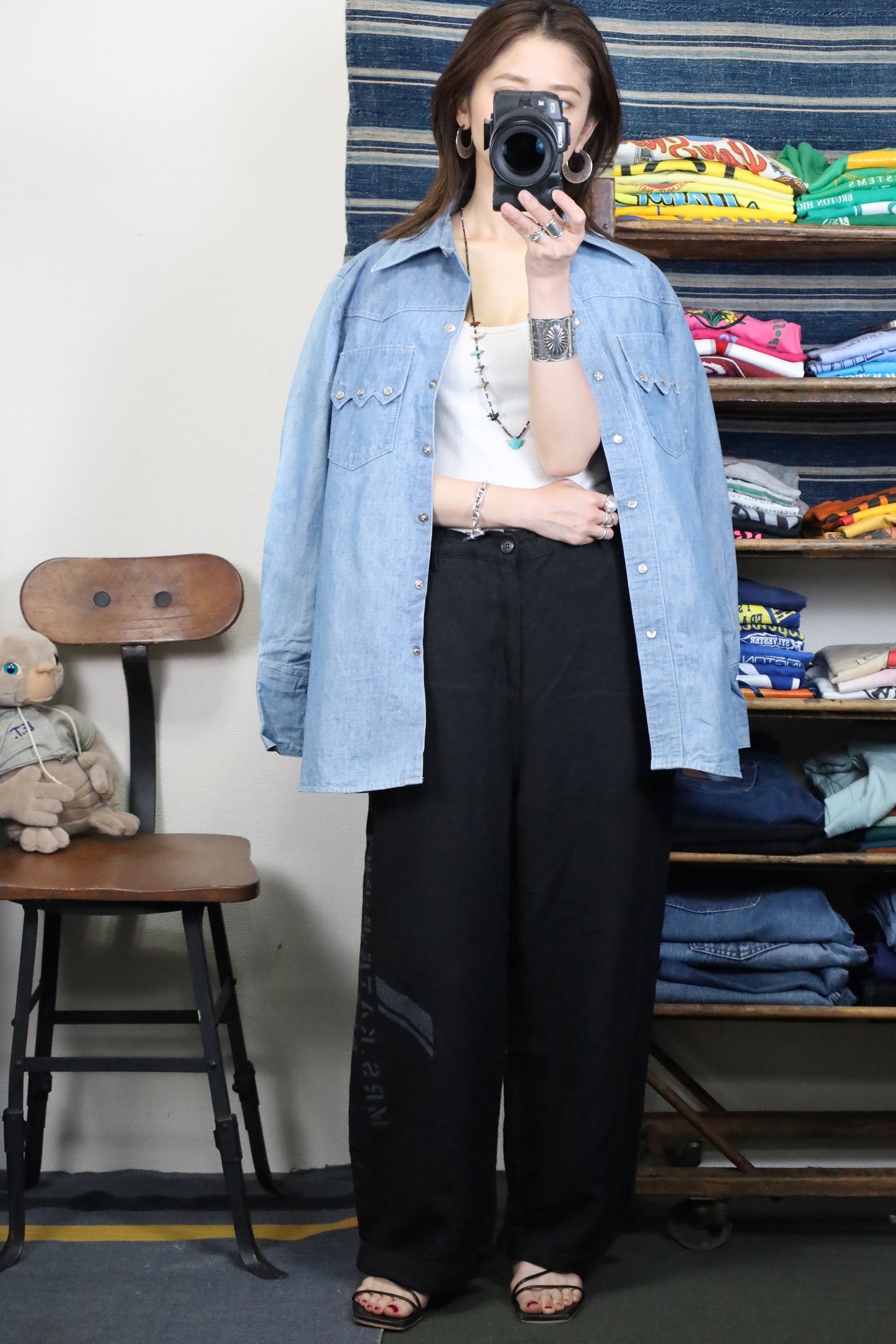 Z105 / 1960-70's Vintage Wrangler denim western shirt