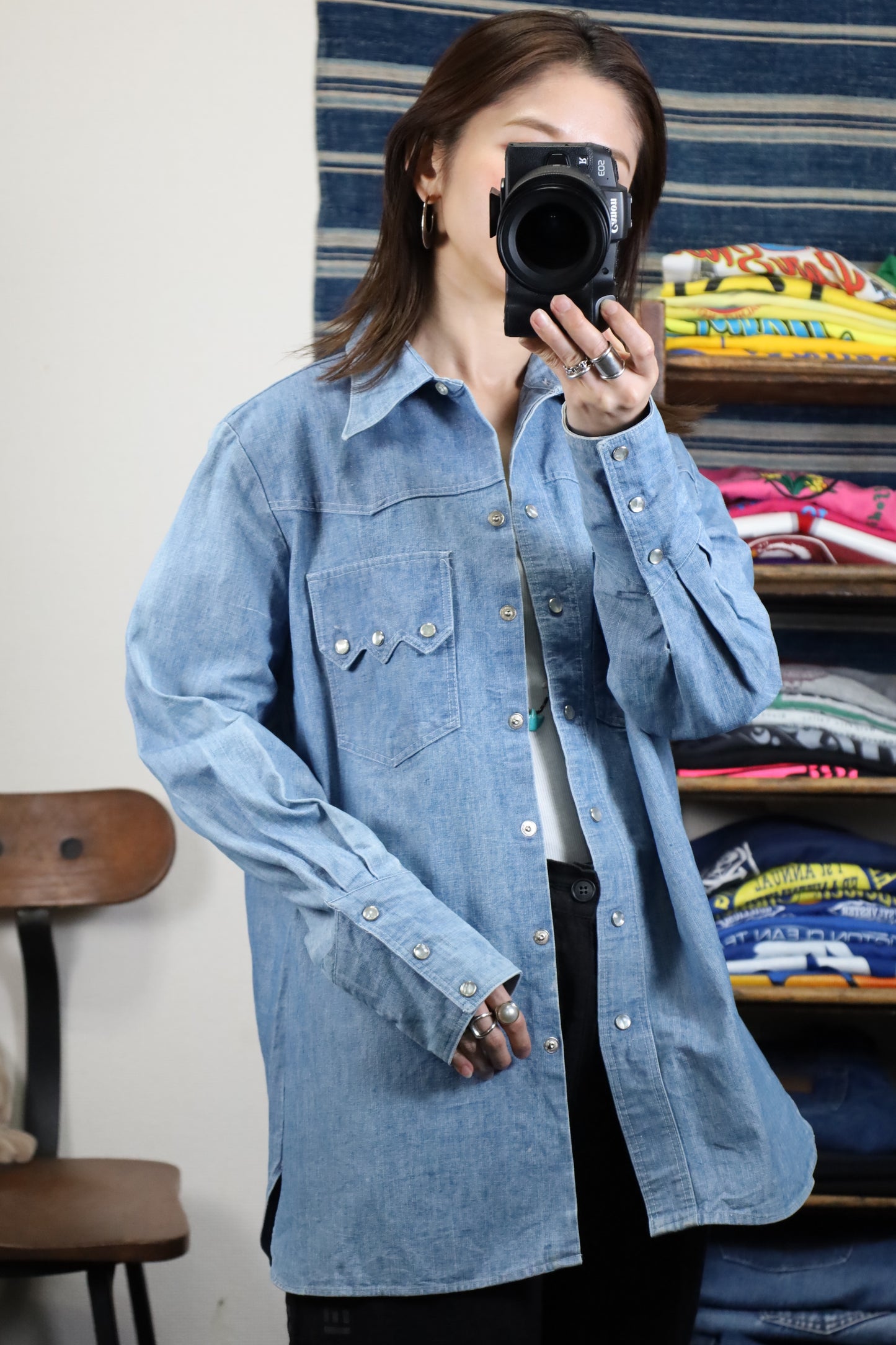 Z105 / 1960-70's Vintage Wrangler denim western shirt
