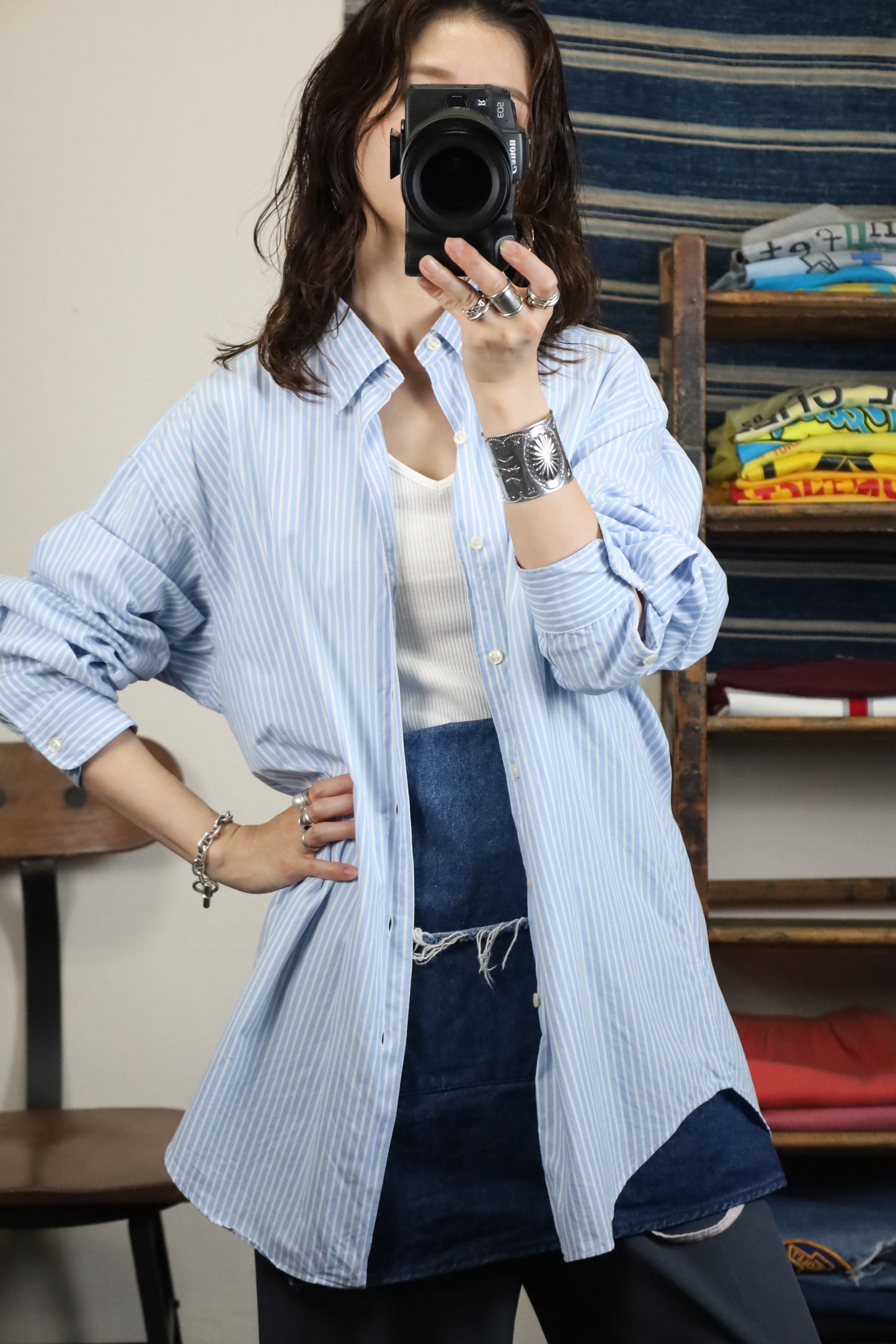 A700 / 1990's OLD Ralph Lauren Blue Stripe Shirt MARLOWE