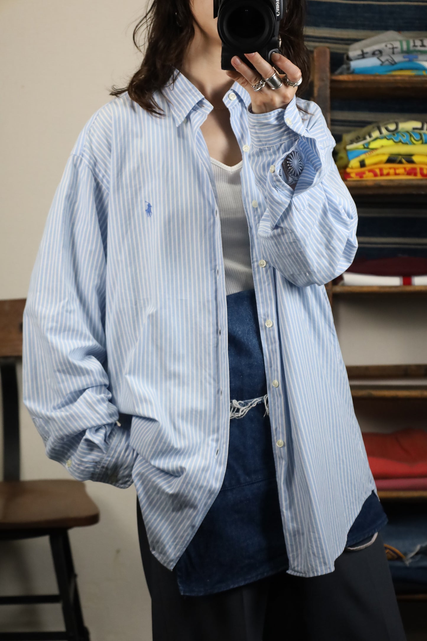 A700 / 1990's OLD Ralph Lauren Blue Stripe Shirt MARLOWE