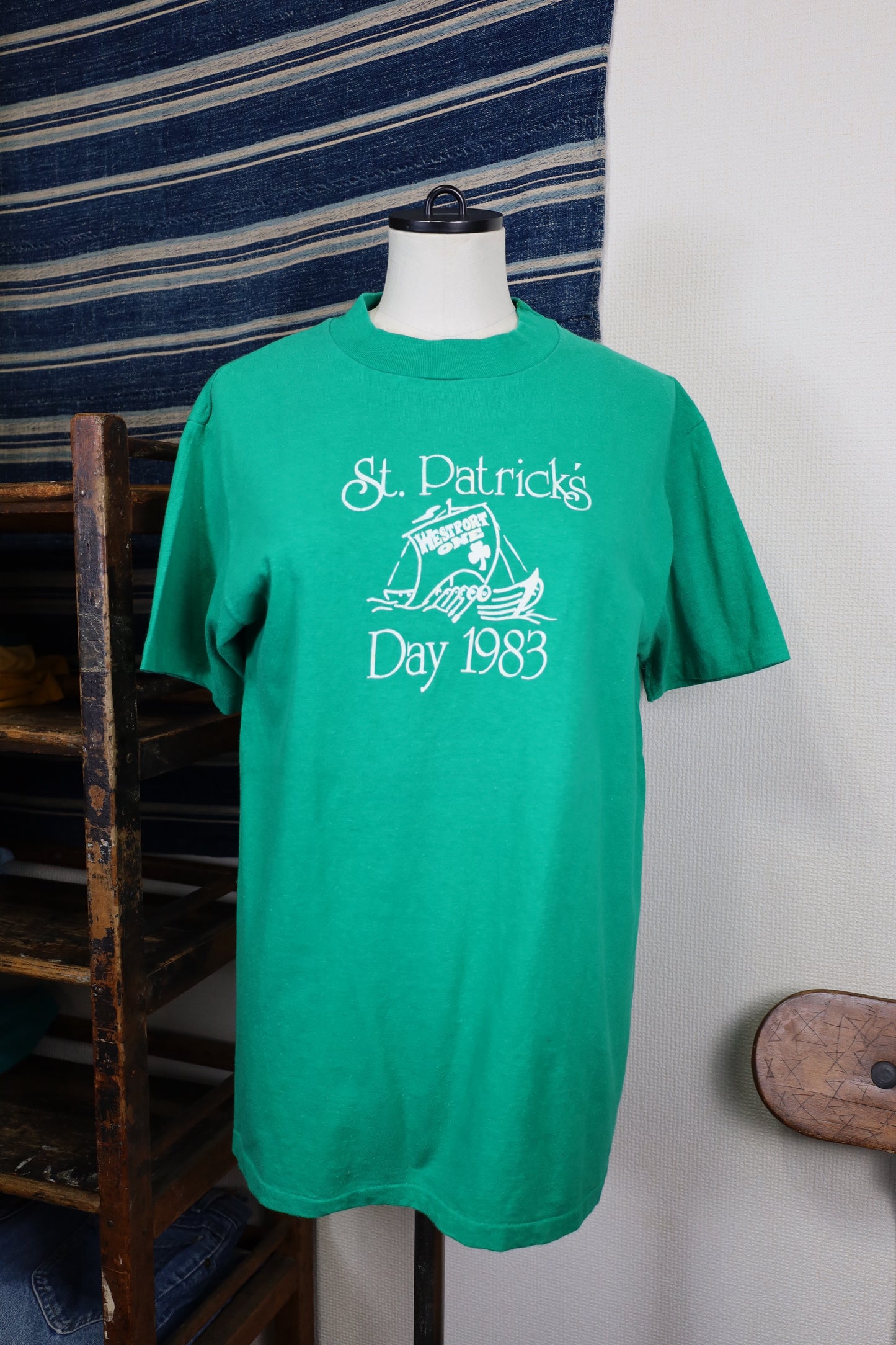B516 / 1980's OLD UNKNOWN St.patrick's Print T-Shirt