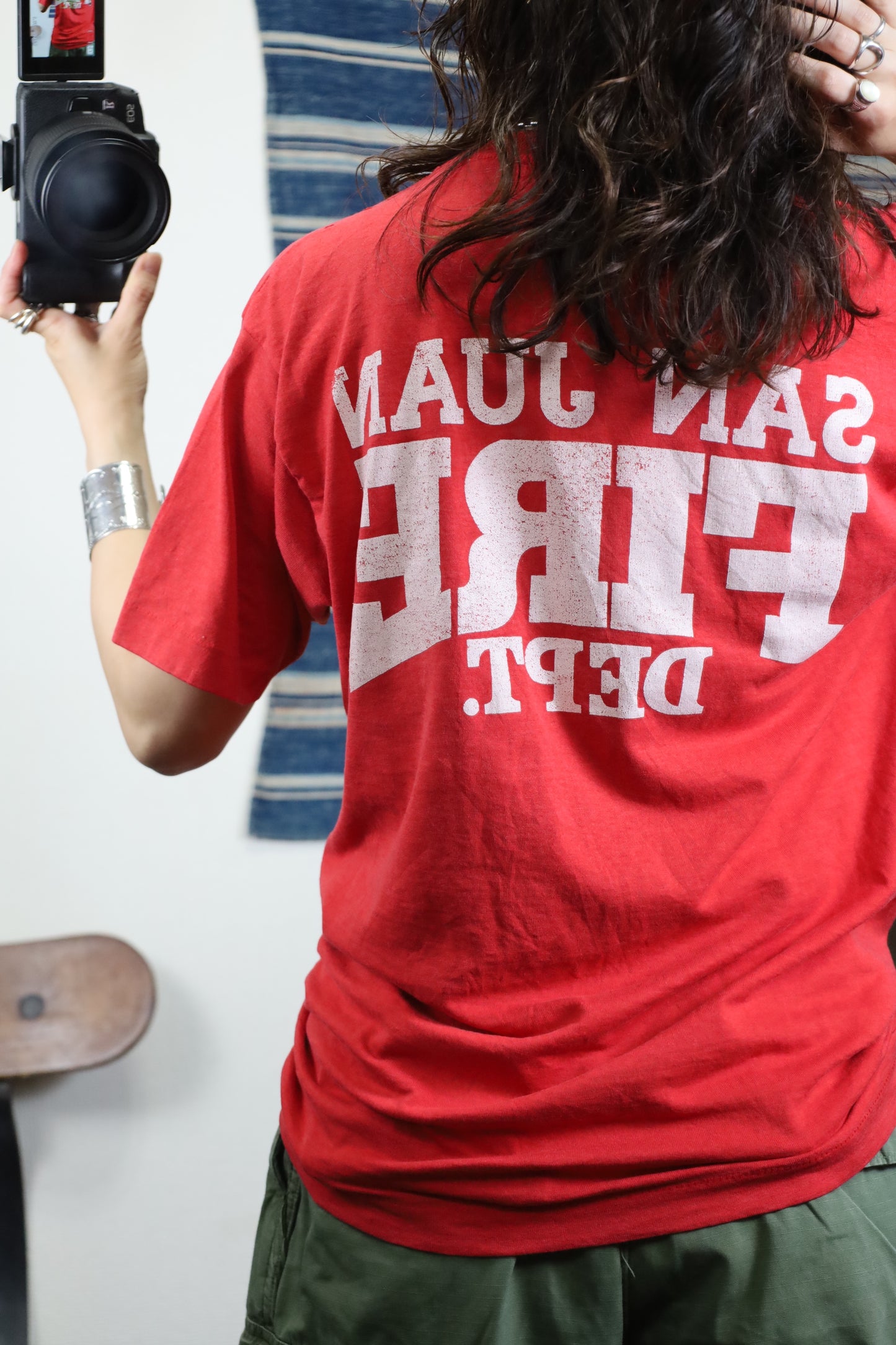 B517 / 1990's OLD UNKNOWN SAN JUAN FIRE DEPT Print T-Shirt