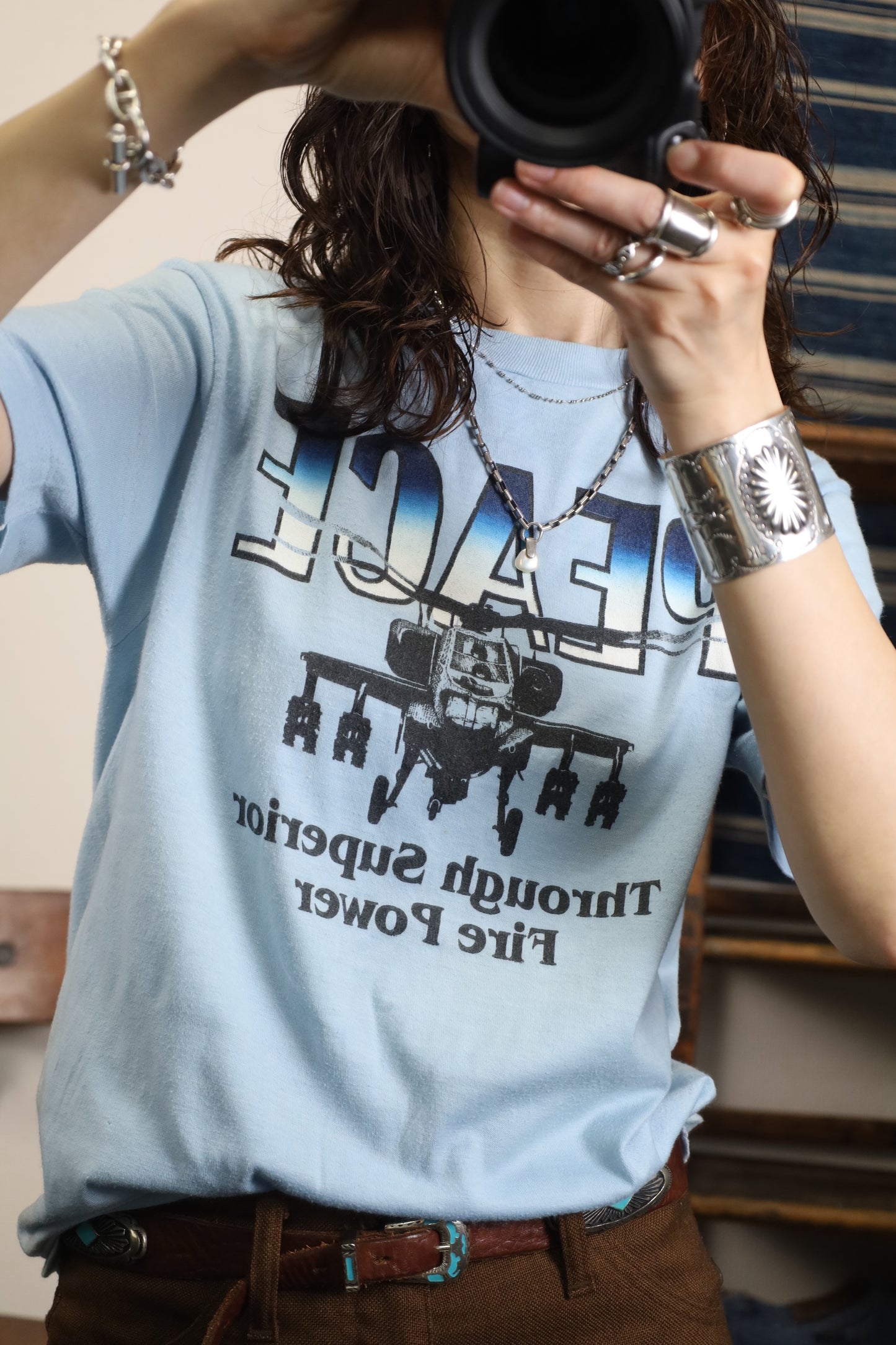 B521 / 1980's OLD Hanes PEACE Print T-Shirt