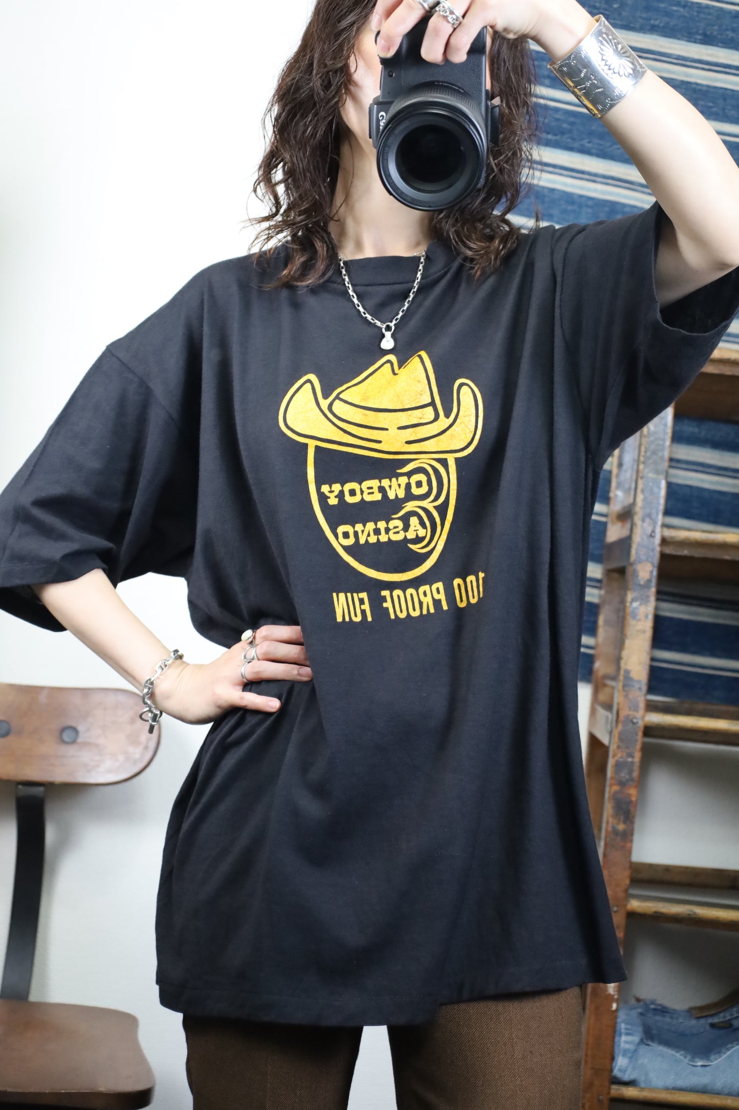 B442 / 1990's OLD Bantam Cow boy ASINO Print Tee