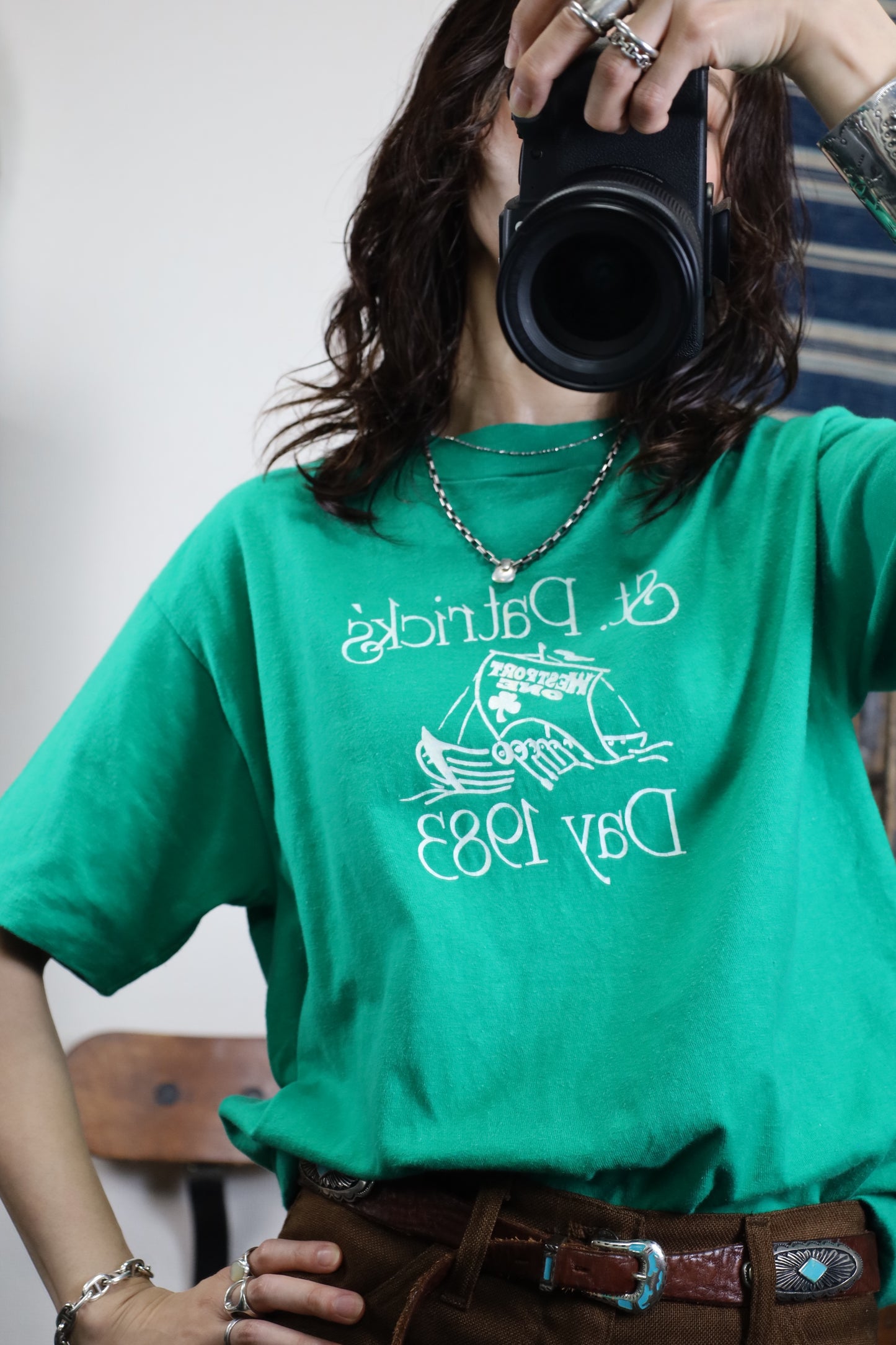 B516 / 1980's OLD UNKNOWN St.patrick's Print T-Shirt