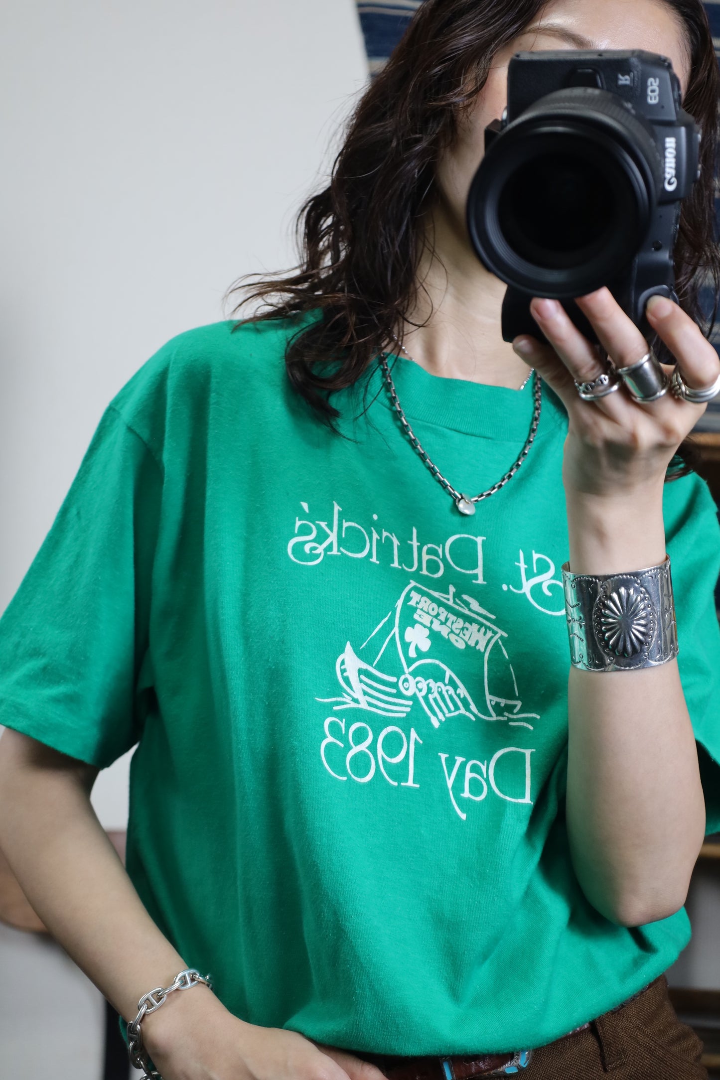 B516 / 1980's OLD UNKNOWN St.patrick's Print T-Shirt