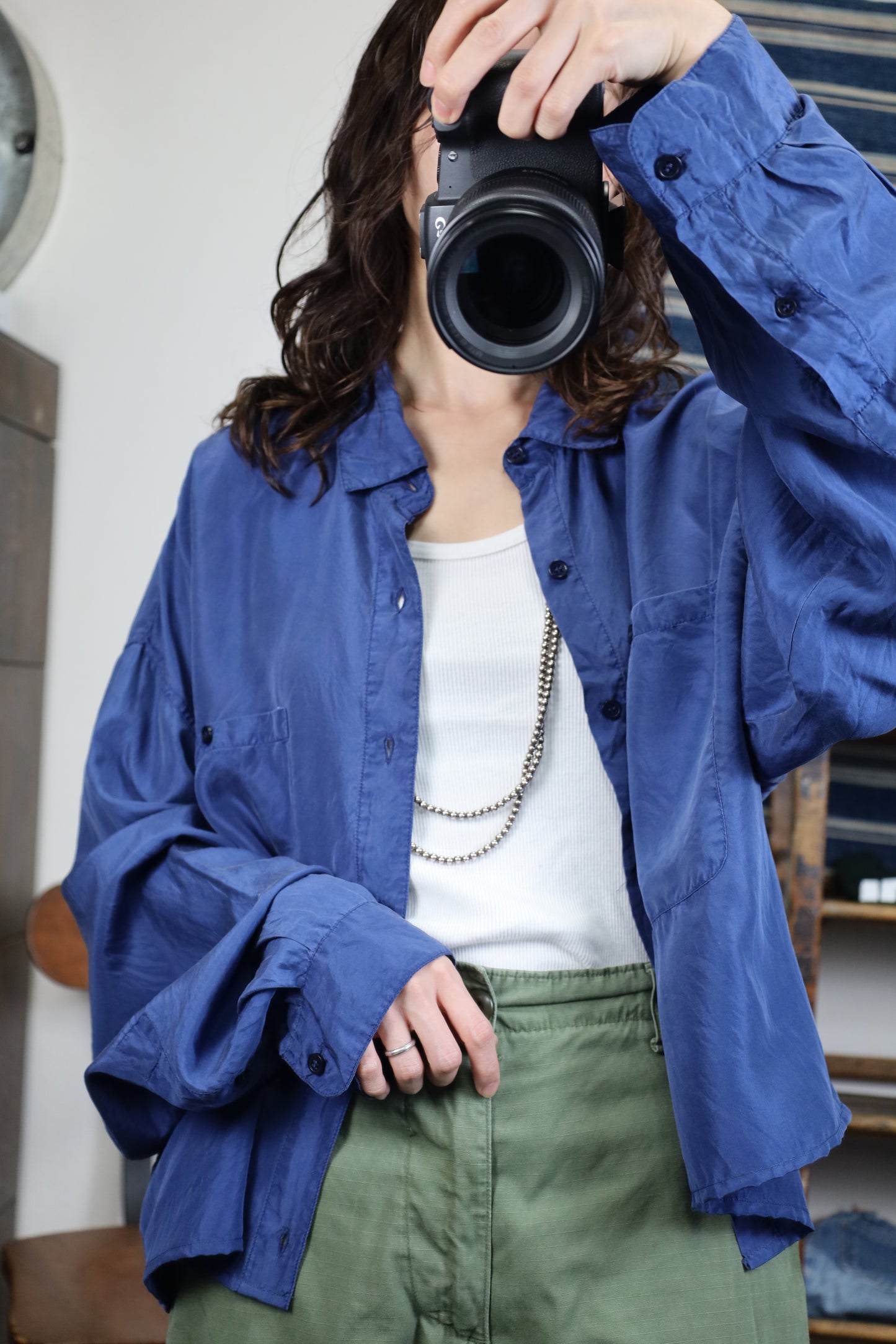 B411 / 1990's UNKNOWN silk shirt