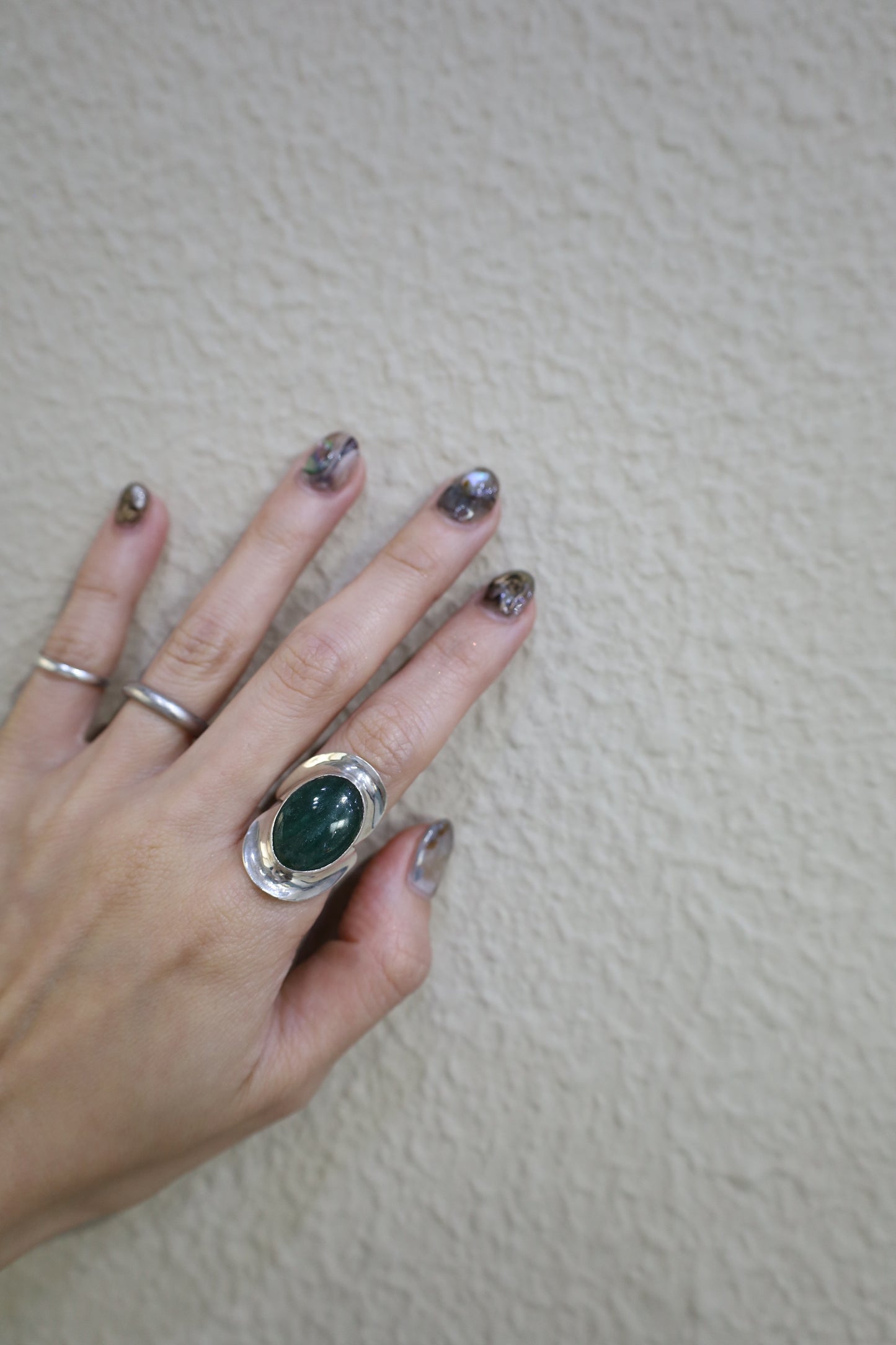 81 / silver 925 Green Jasper ring