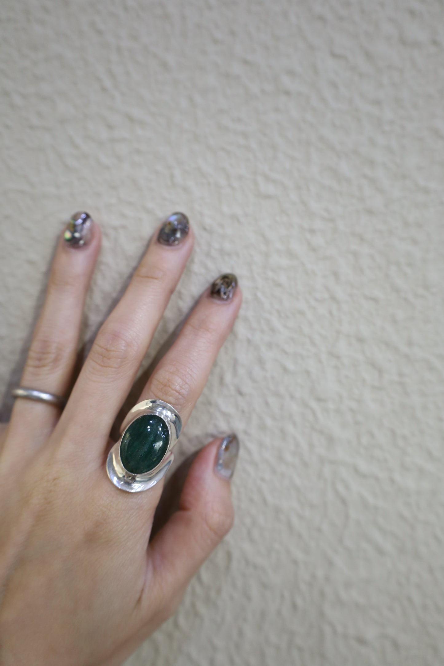 81 / silver 925 Green Jasper ring