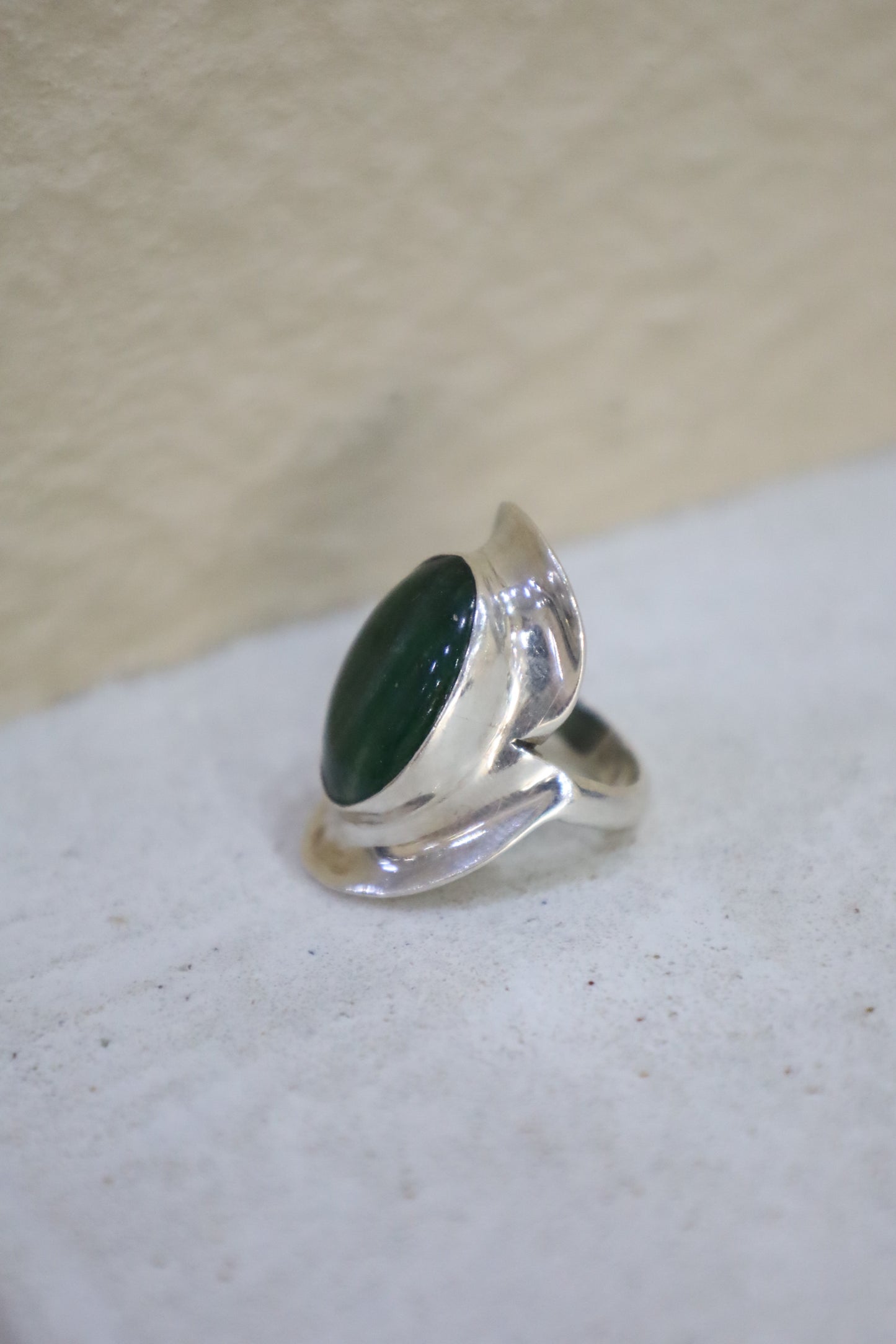 81 / silver 925 Green Jasper ring