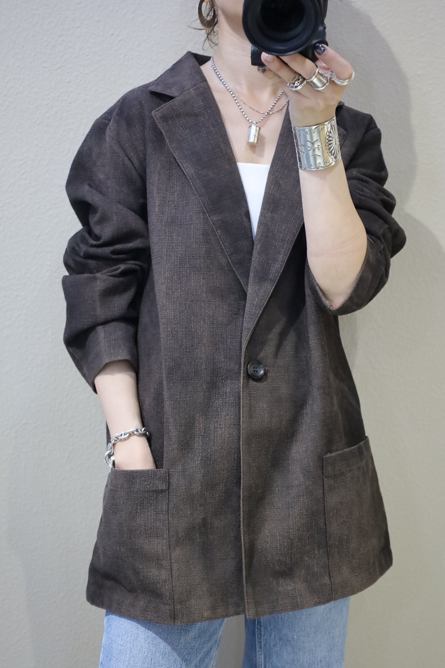 HOWIE black spray fade tailored jacket (brown)
