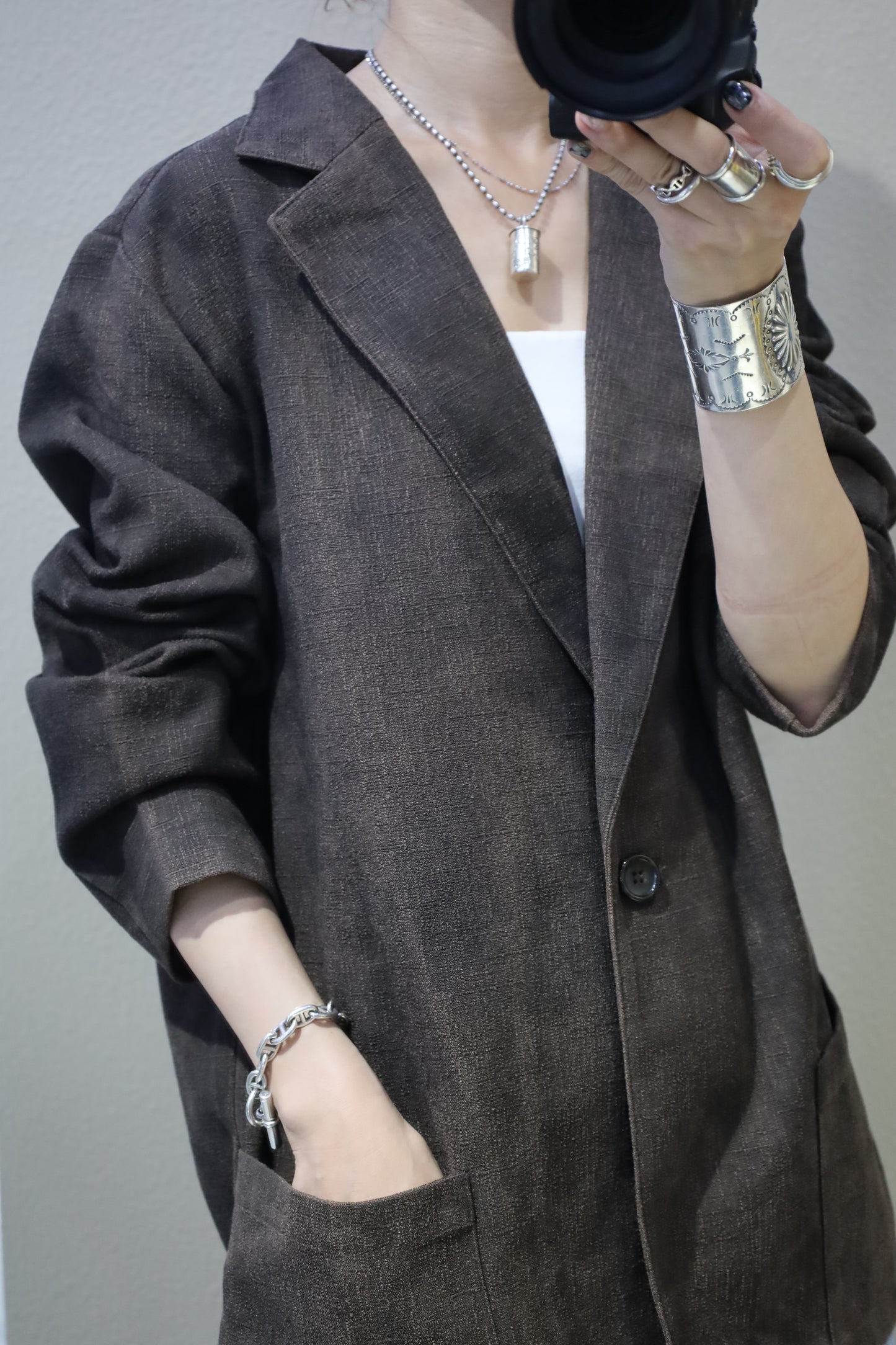 HOWIE black spray fade tailored jacket (brown)