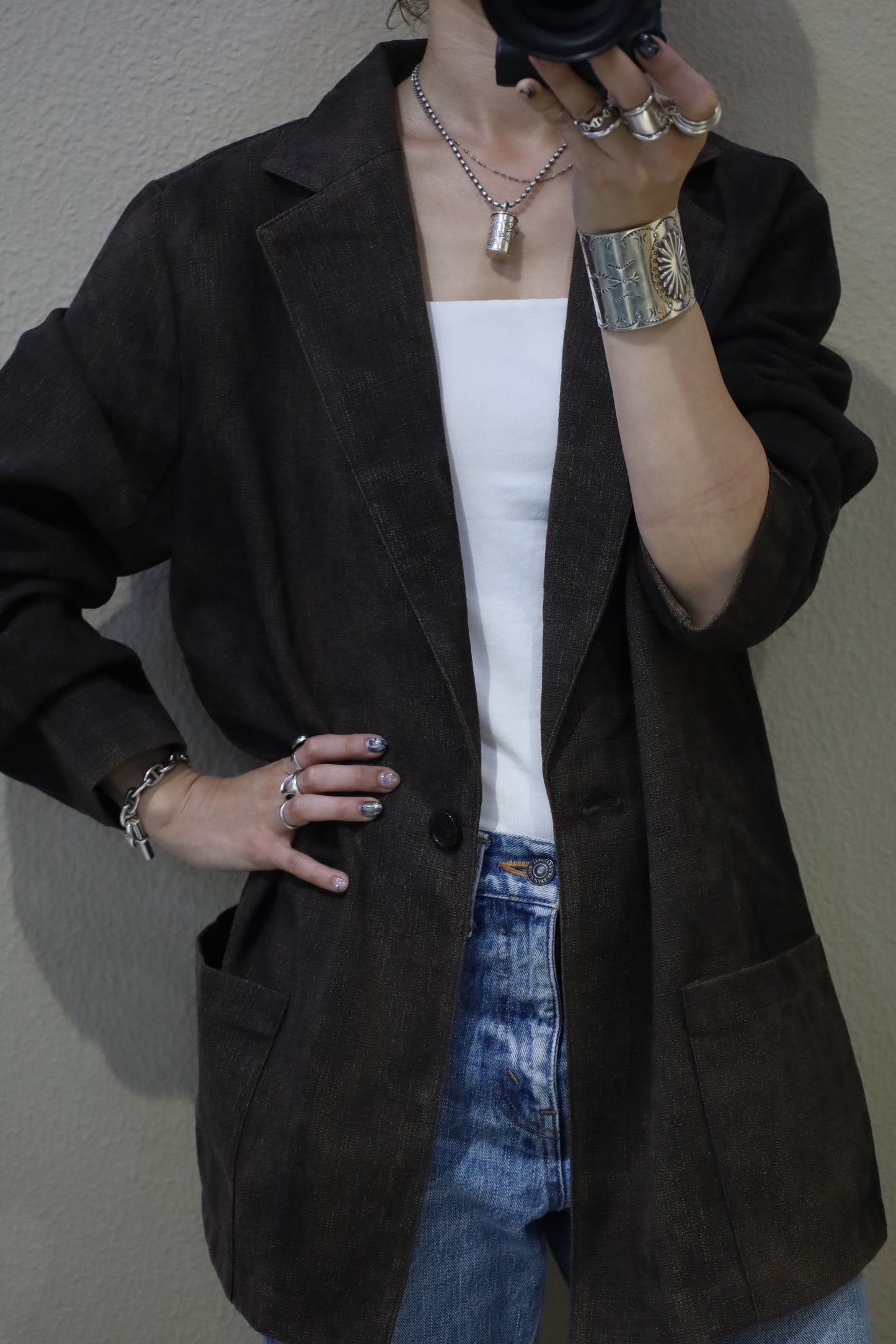 HOWIE black spray fade tailored jacket (brown)