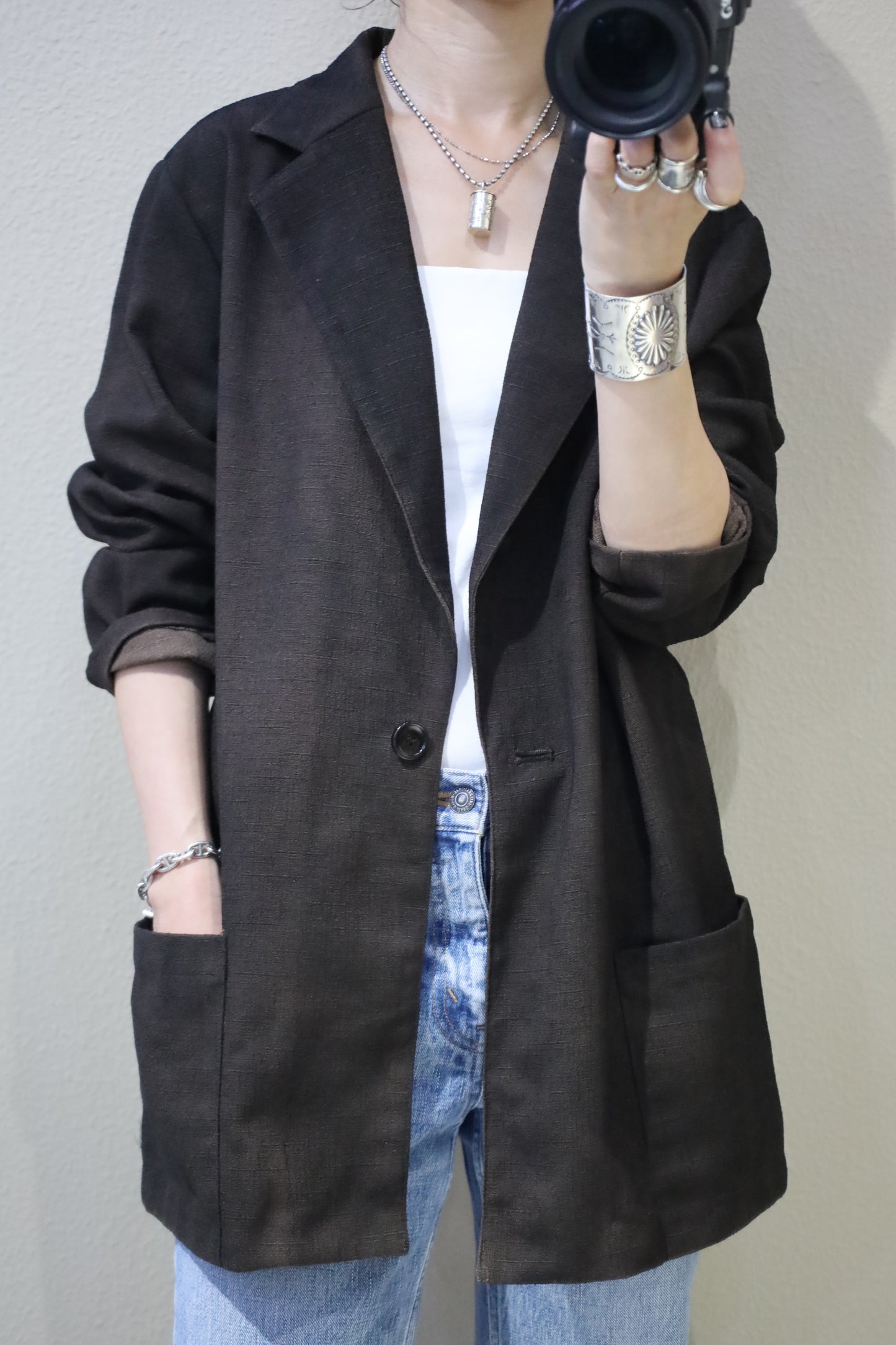 HOWIE black spray fade tailored jacket (brown)