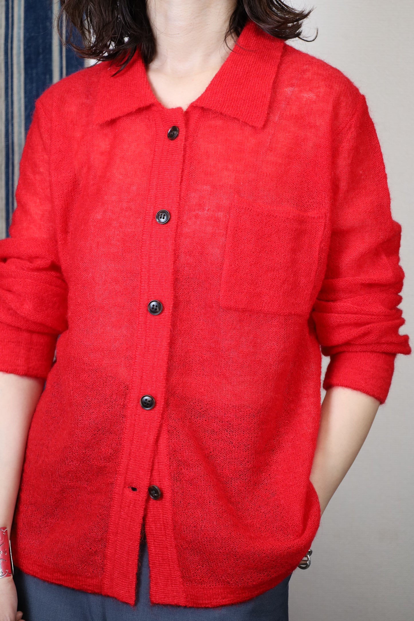 HOWIE polo knit cardigan (red)