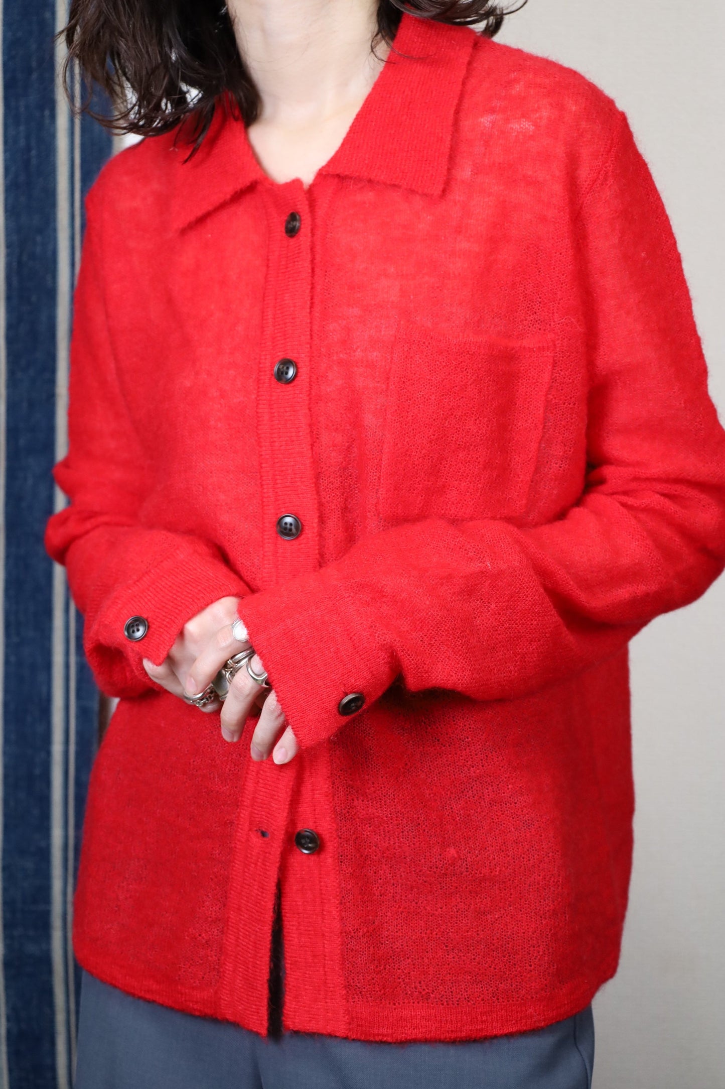 HOWIE polo knit cardigan (red)