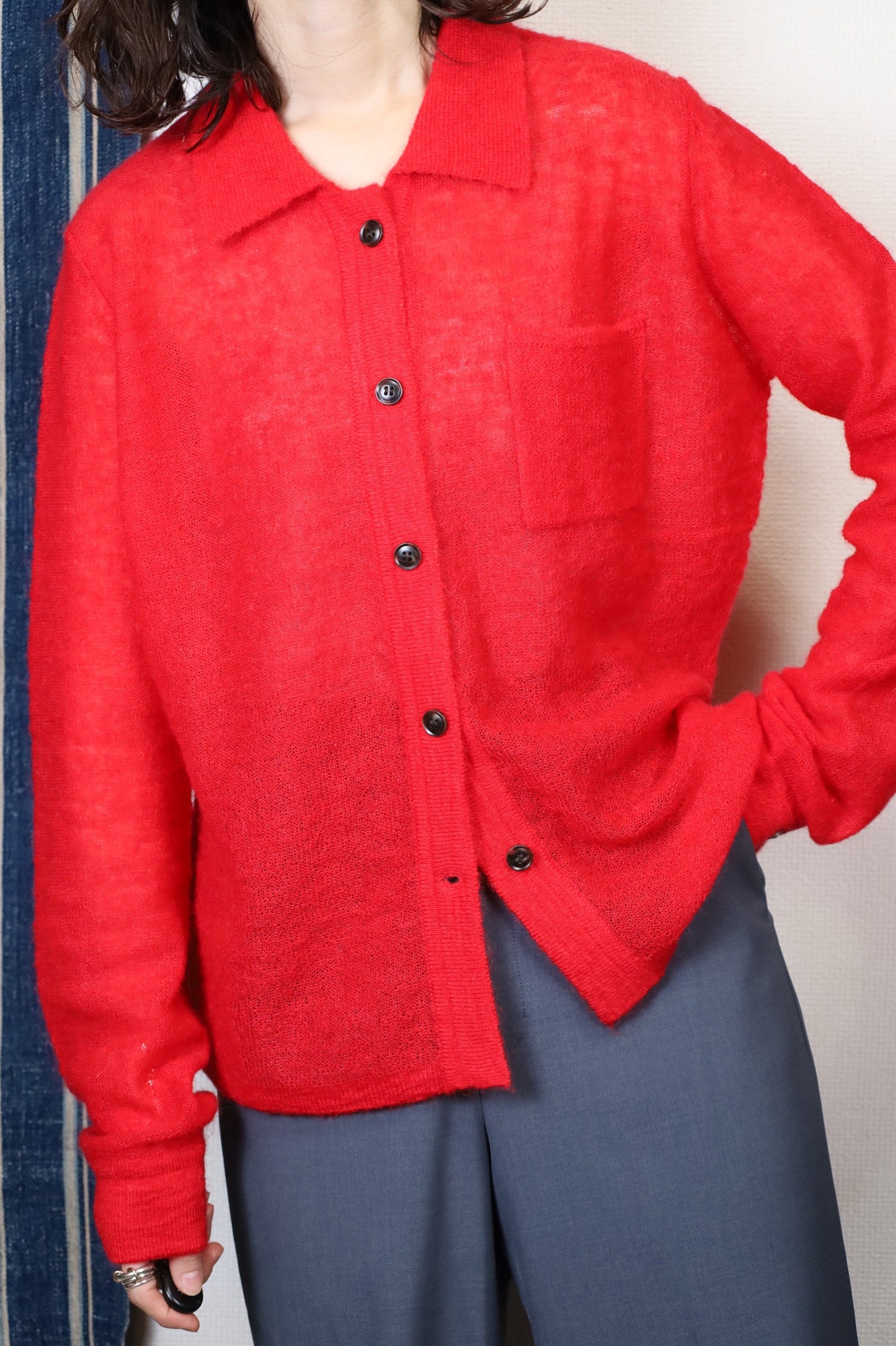HOWIE polo knit cardigan (red)