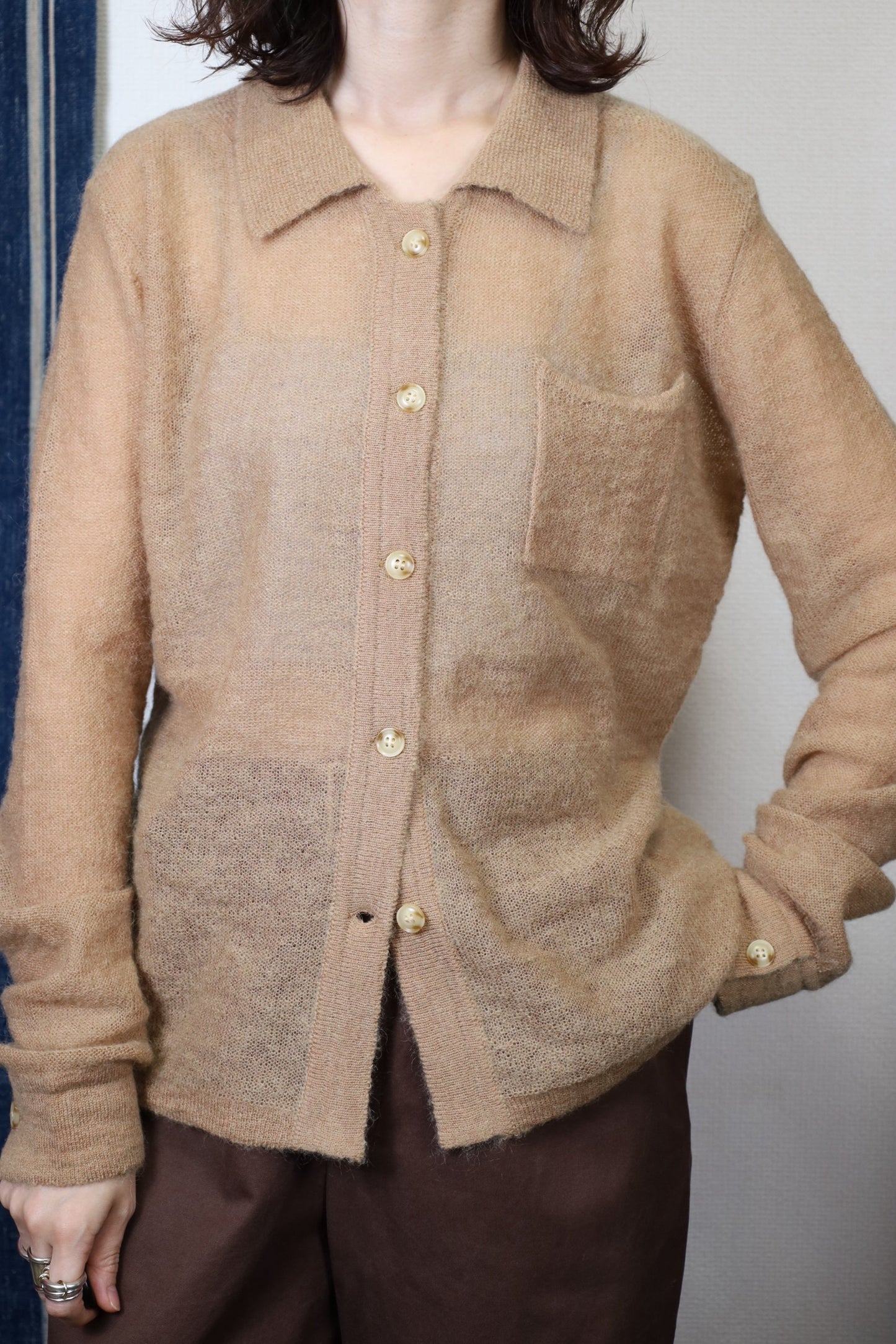 HOWIE polo knit cardigan (beige)