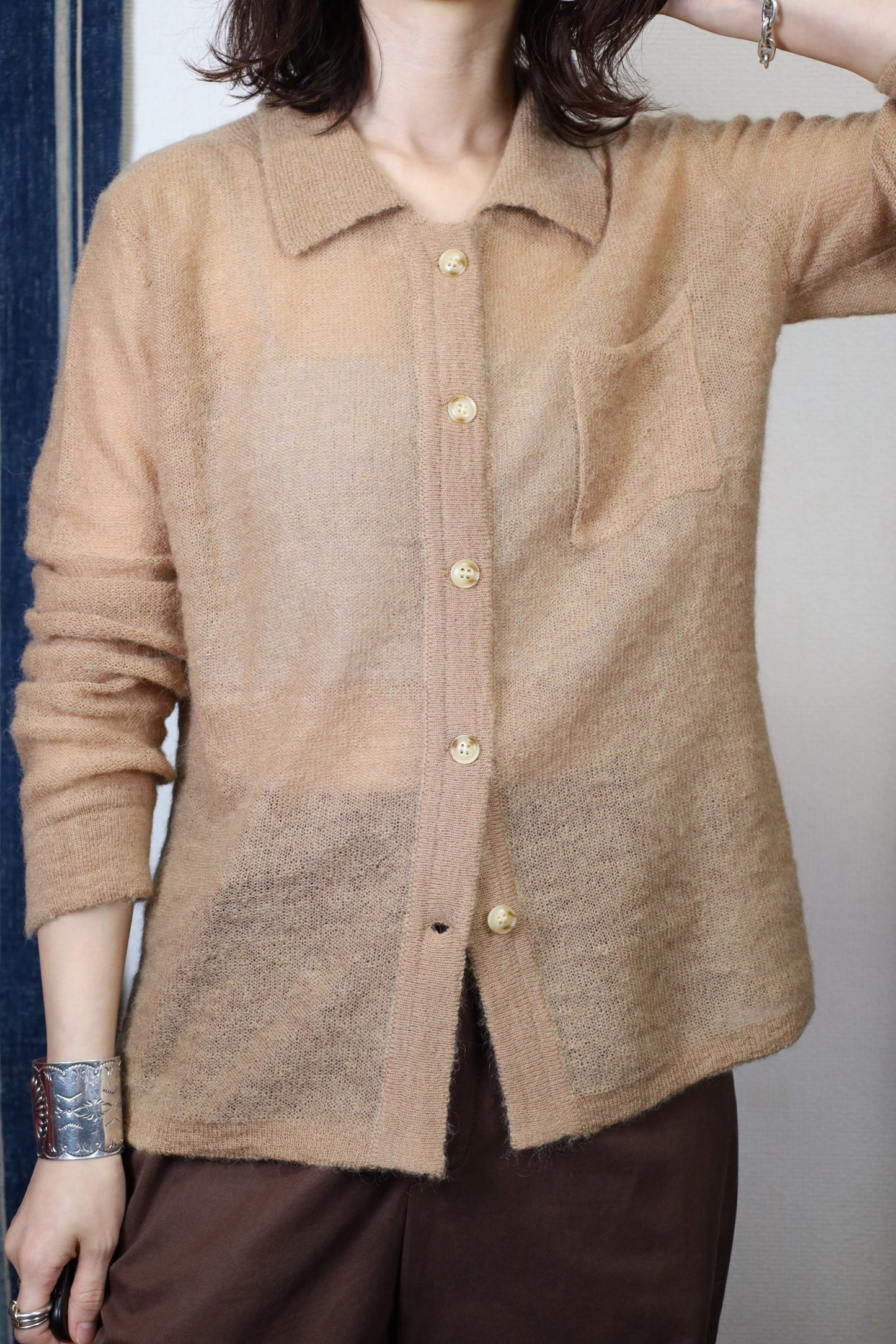 HOWIE polo knit cardigan (beige)