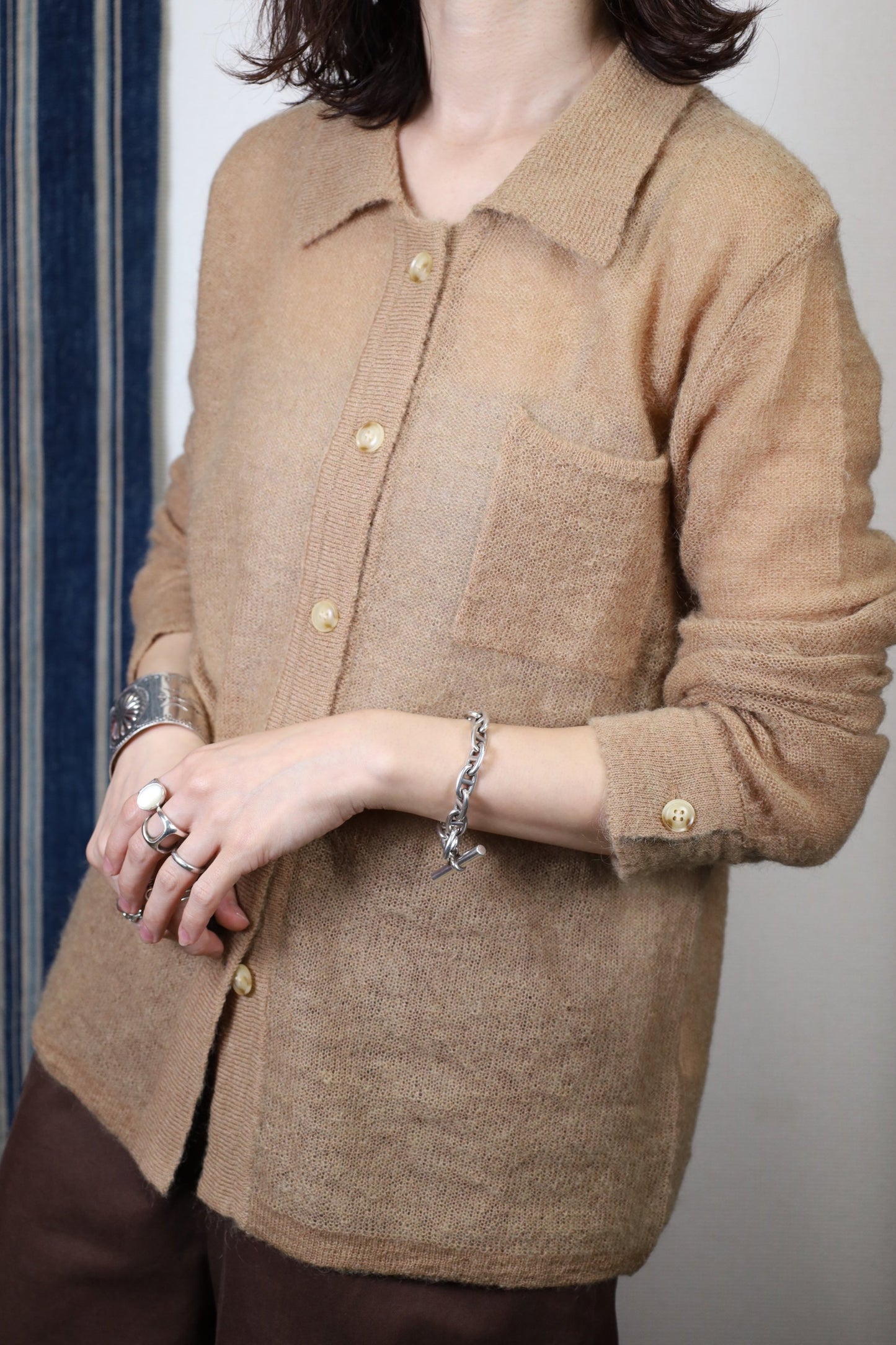 HOWIE polo knit cardigan (beige)