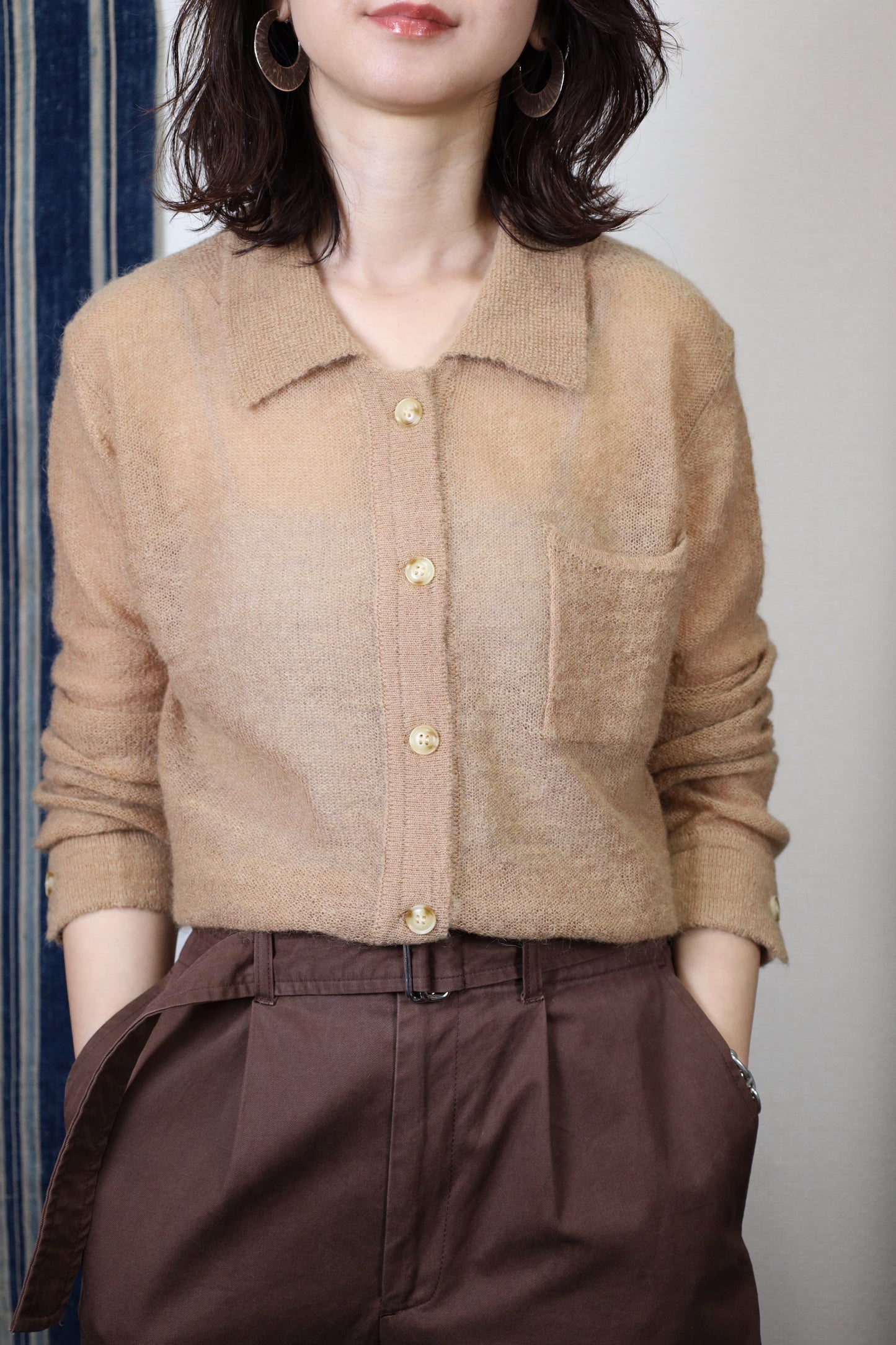 HOWIE polo knit cardigan (beige)