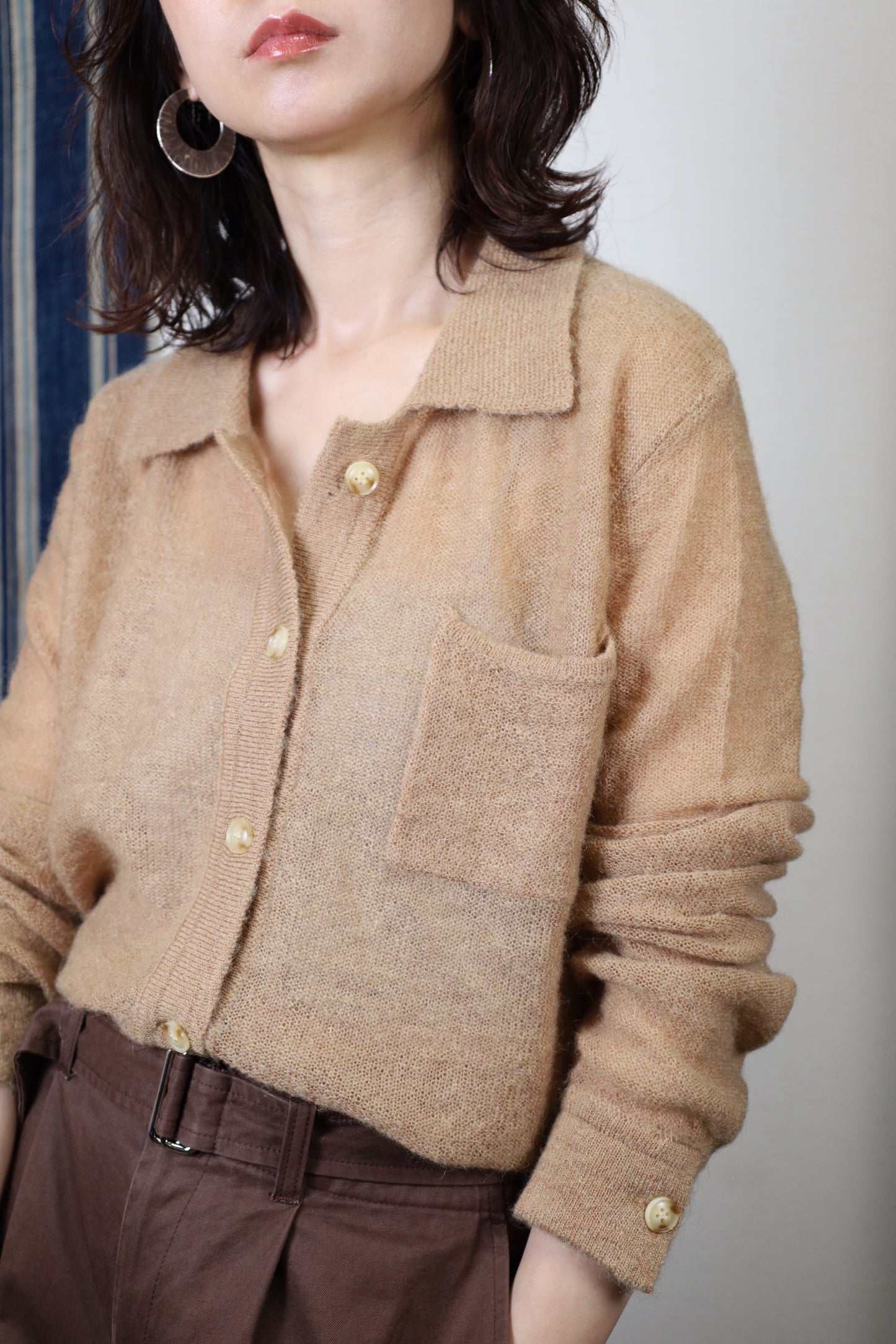 HOWIE polo knit cardigan (beige)