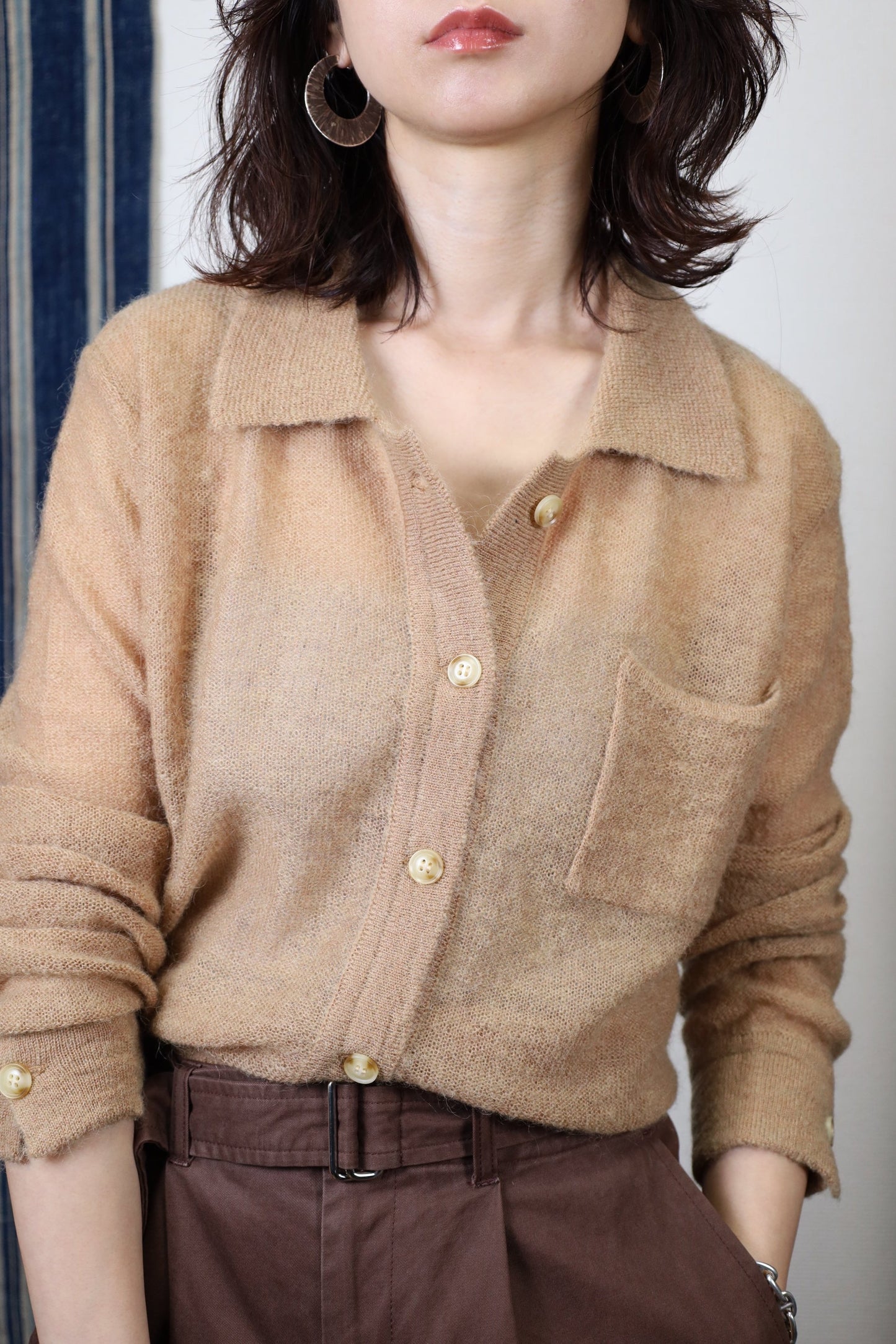 HOWIE polo knit cardigan (beige)