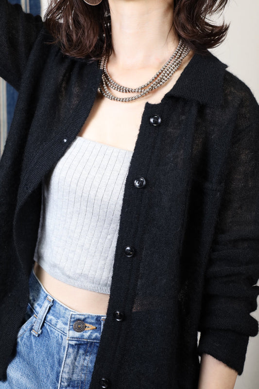 HOWIE polo knit cardigan (black)