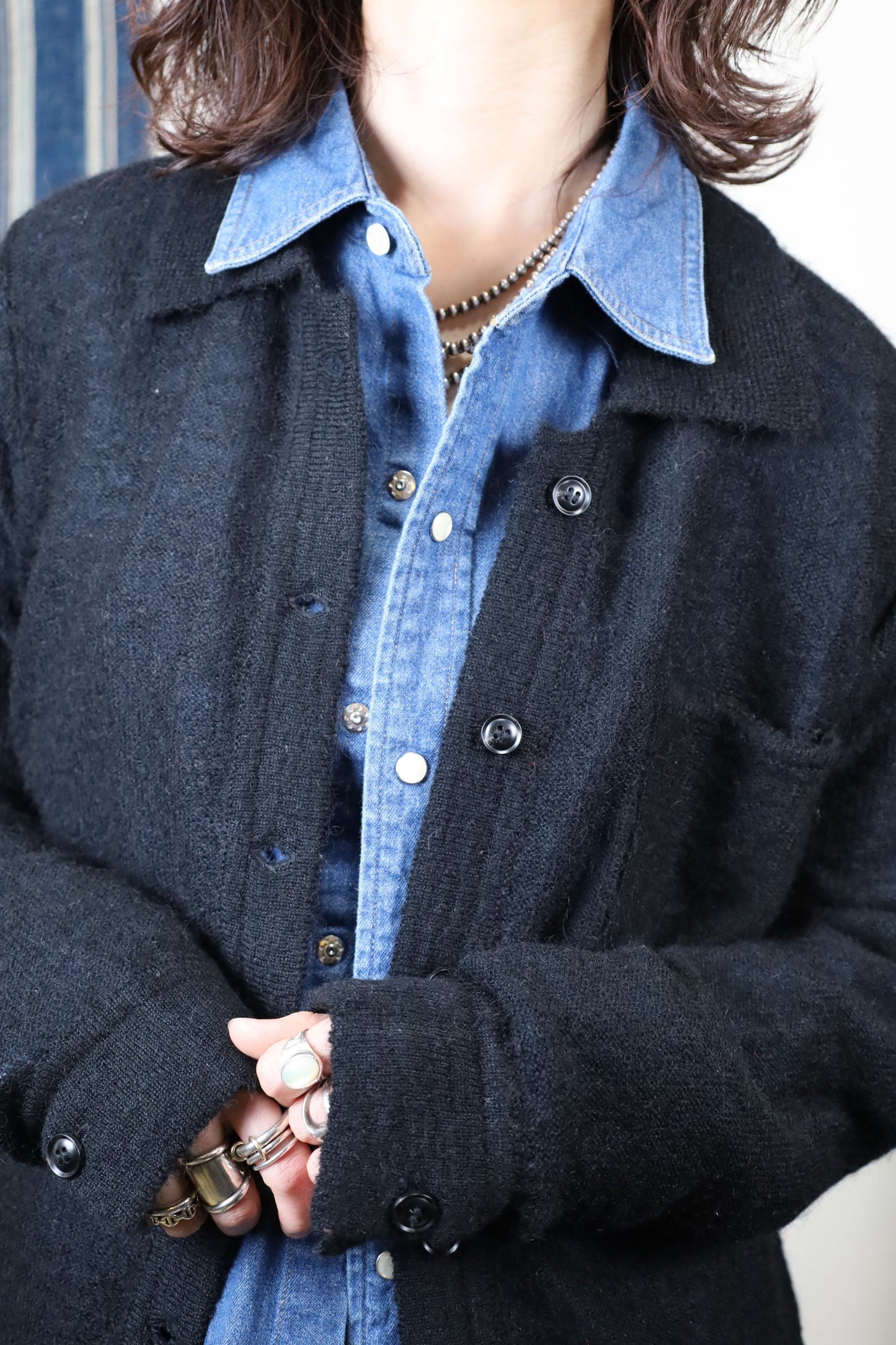 HOWIE polo knit cardigan (black)