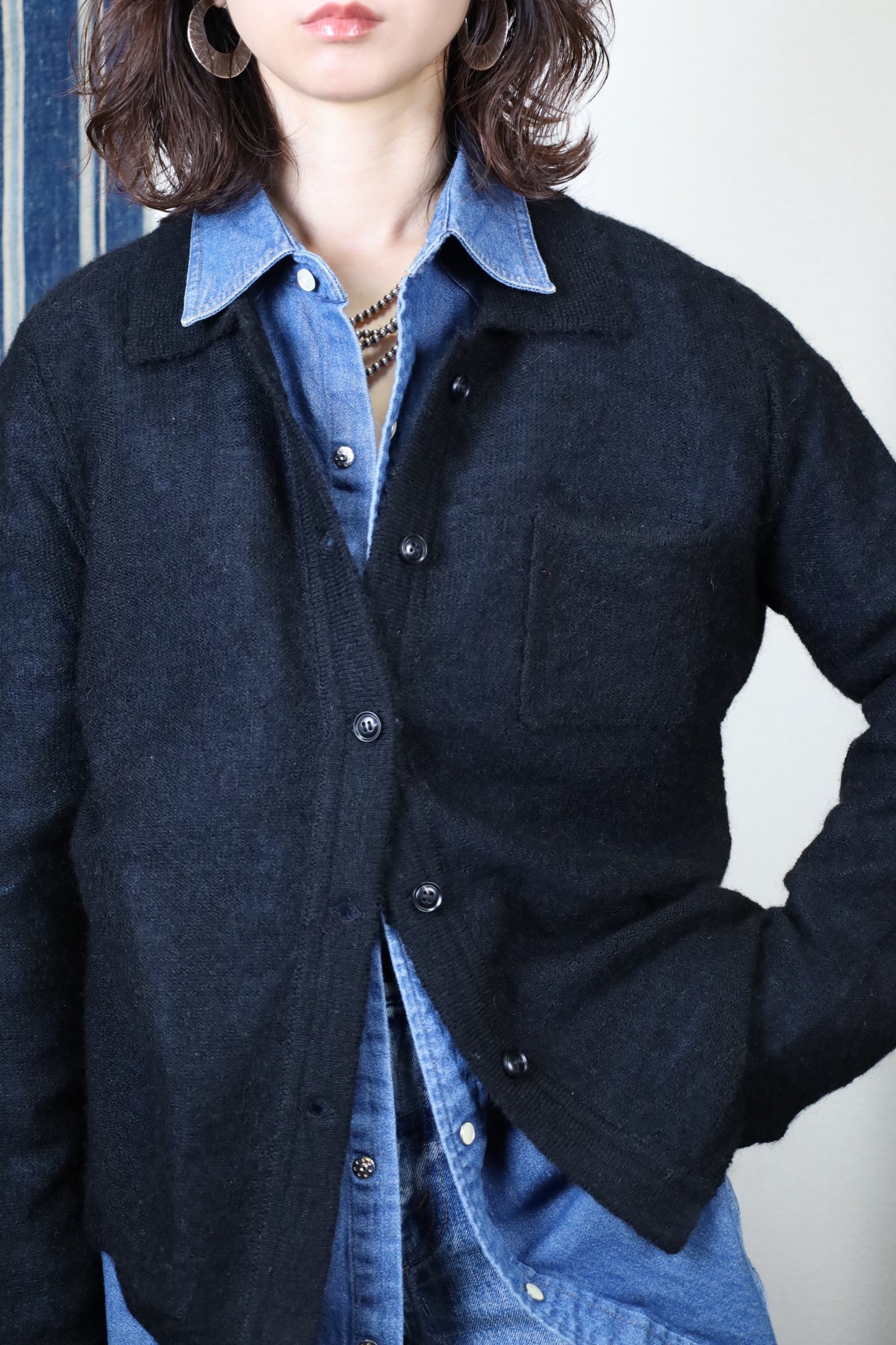 HOWIE polo knit cardigan (black)