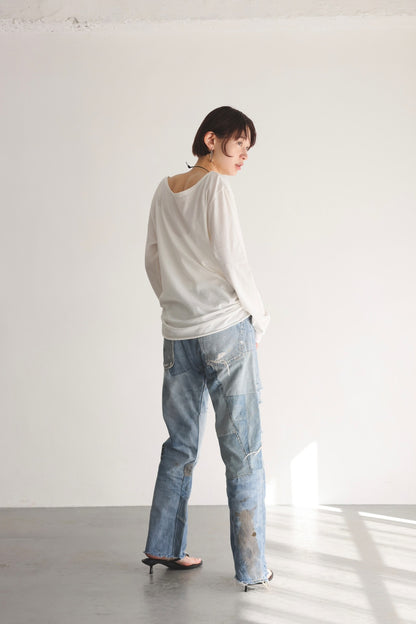 2WAY Neck Long Tee (white)