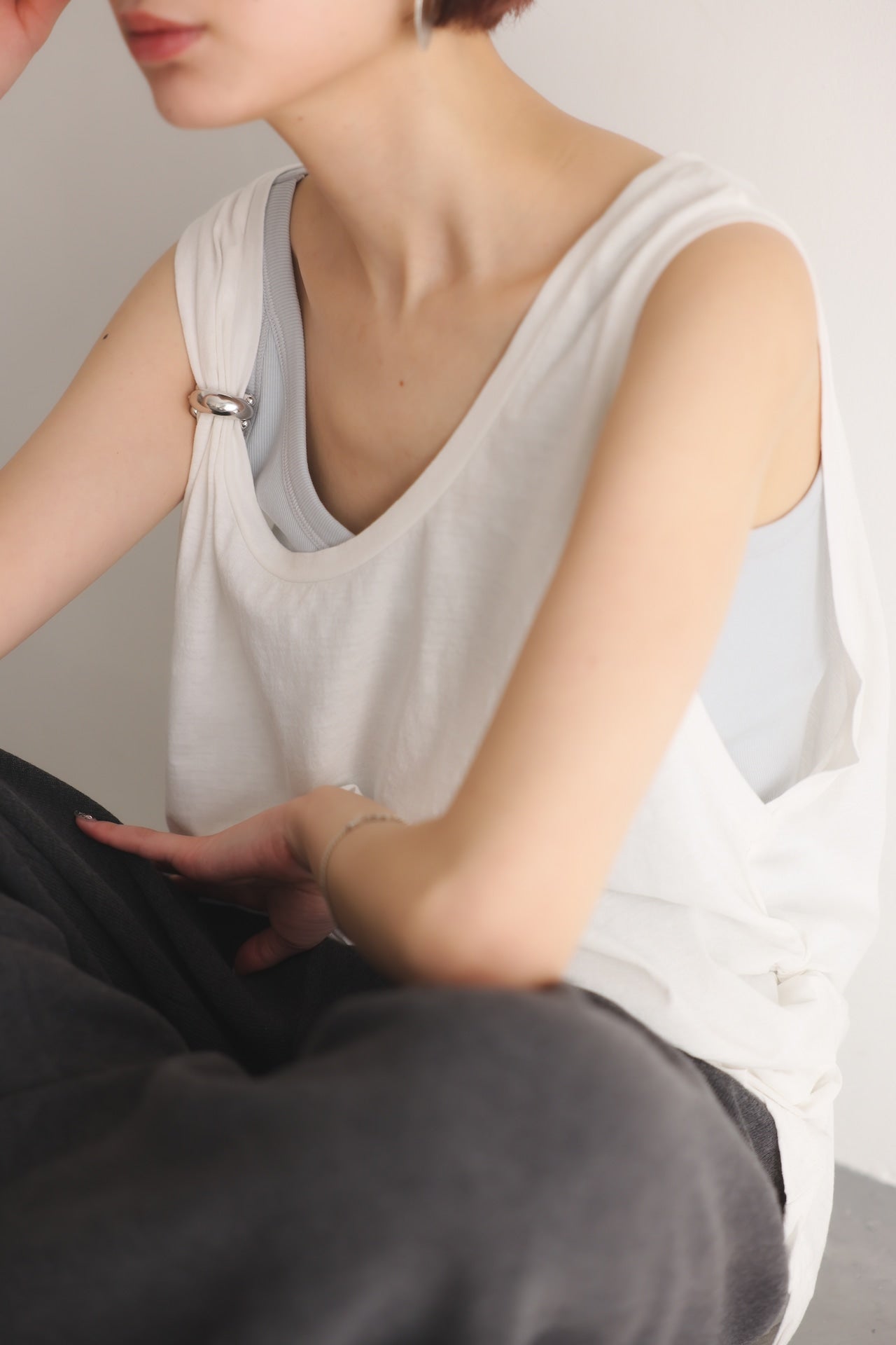 2WAY Shirring Tank (white)