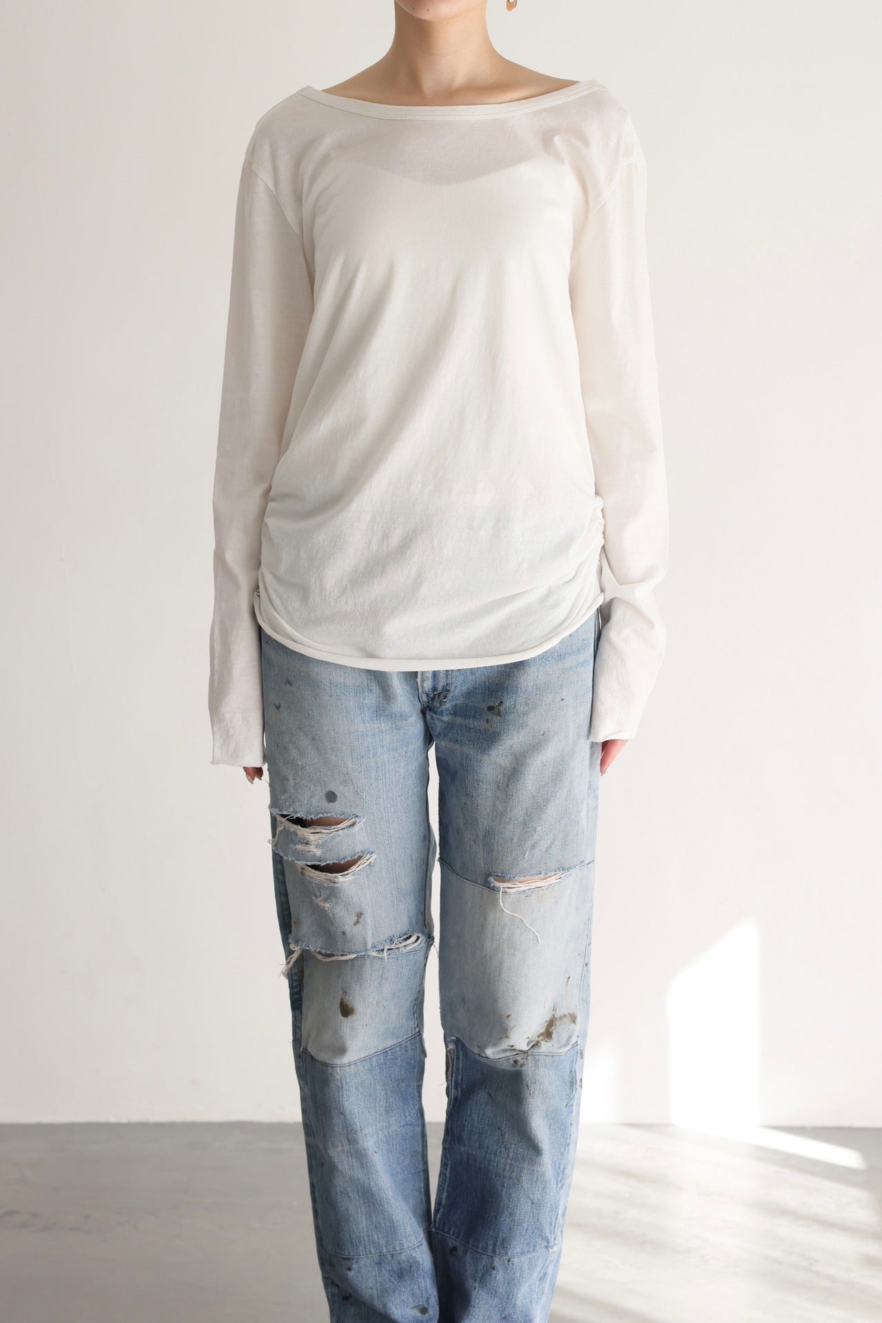 2WAY Neck Long Tee (white)