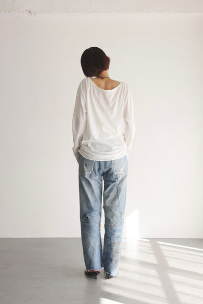2WAY Neck Long Tee (white)