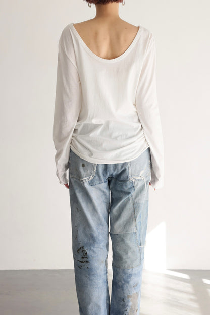 2WAY Neck Long Tee (white)